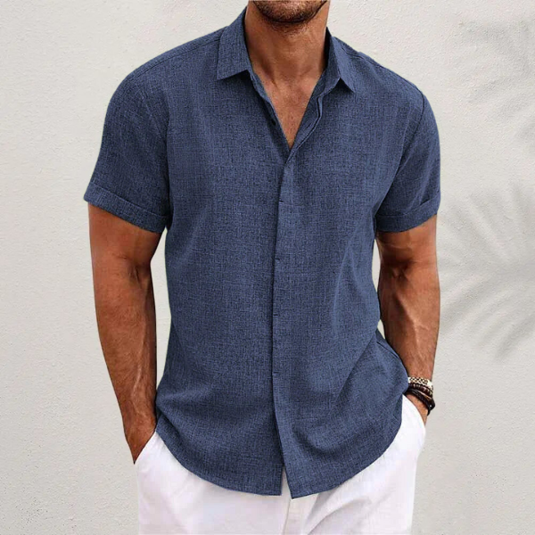 OLIVER | Premium Mikrofiber Kortærmet Skjorte – Stilfuld & Luksuriøs - Kongeblå - men's fashion - {{ product_tags }