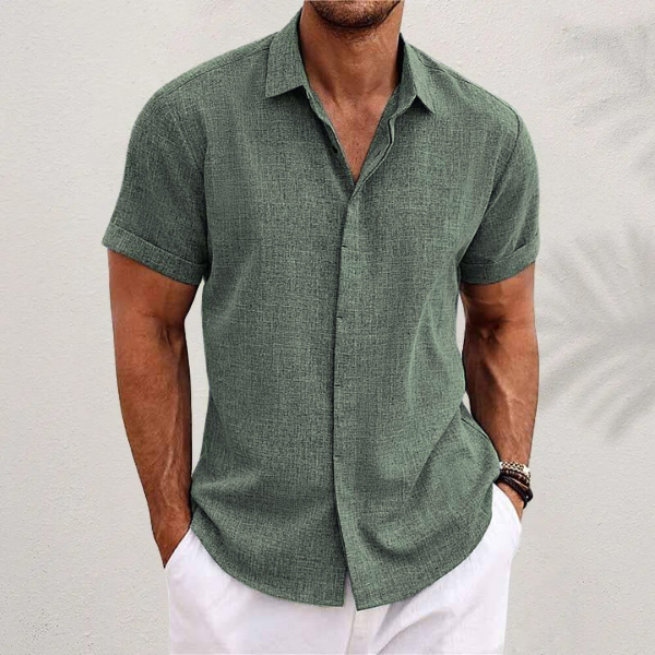 OLIVER | Premium Mikrofiber Kortærmet Skjorte – Stilfuld & Luksuriøs - Armygrøn - men's fashion - {{ product_tags }
