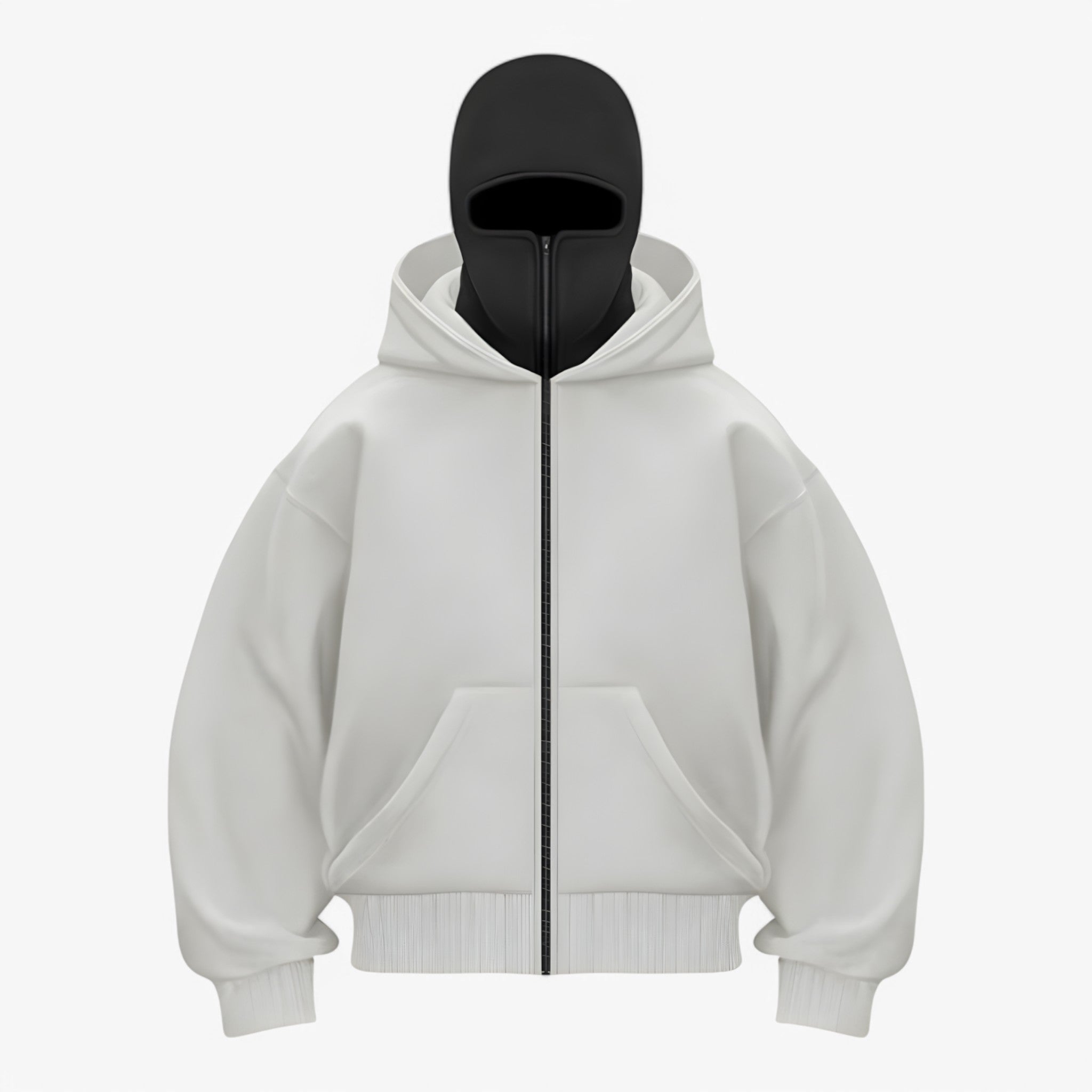 Jessy | Balaclava Fleece med Hel Zip - Hvid Sort - winter - {{ product_tags }
