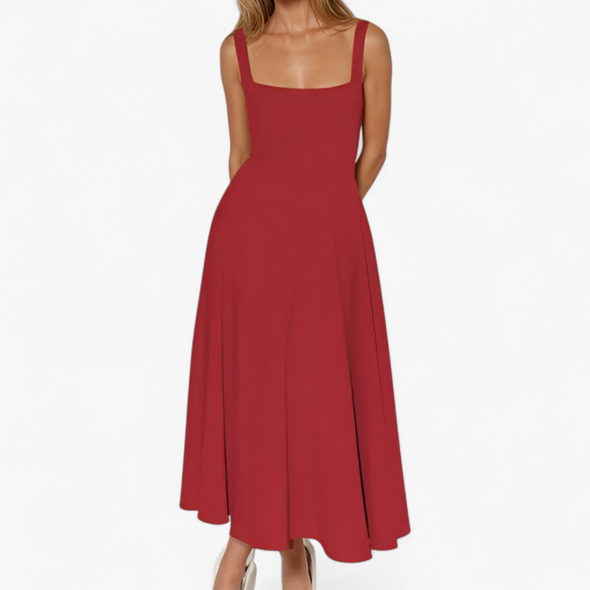 Lilou | Elegant midikjole - Rød - women's fashion - {{ product_tags }
