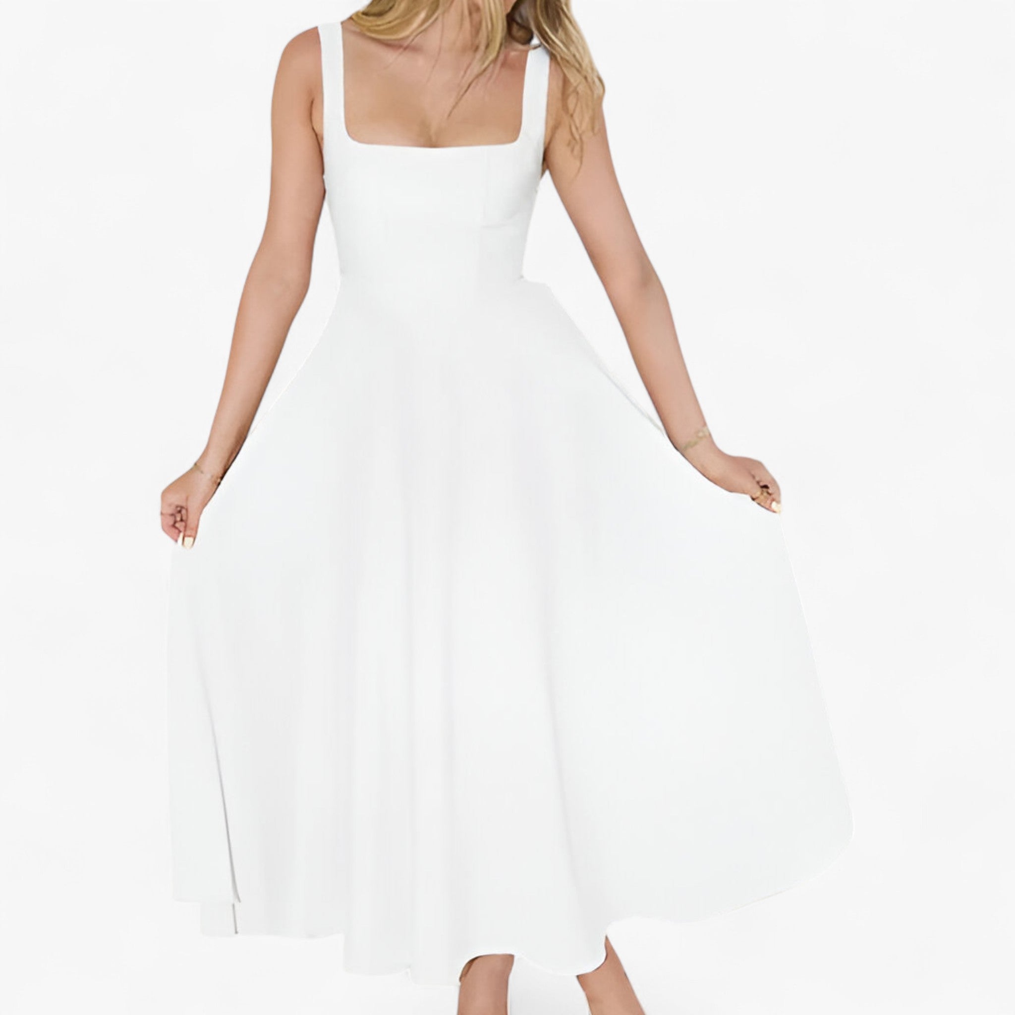 Lilou | Elegant midikjole - Hvid - women's fashion - {{ product_tags }