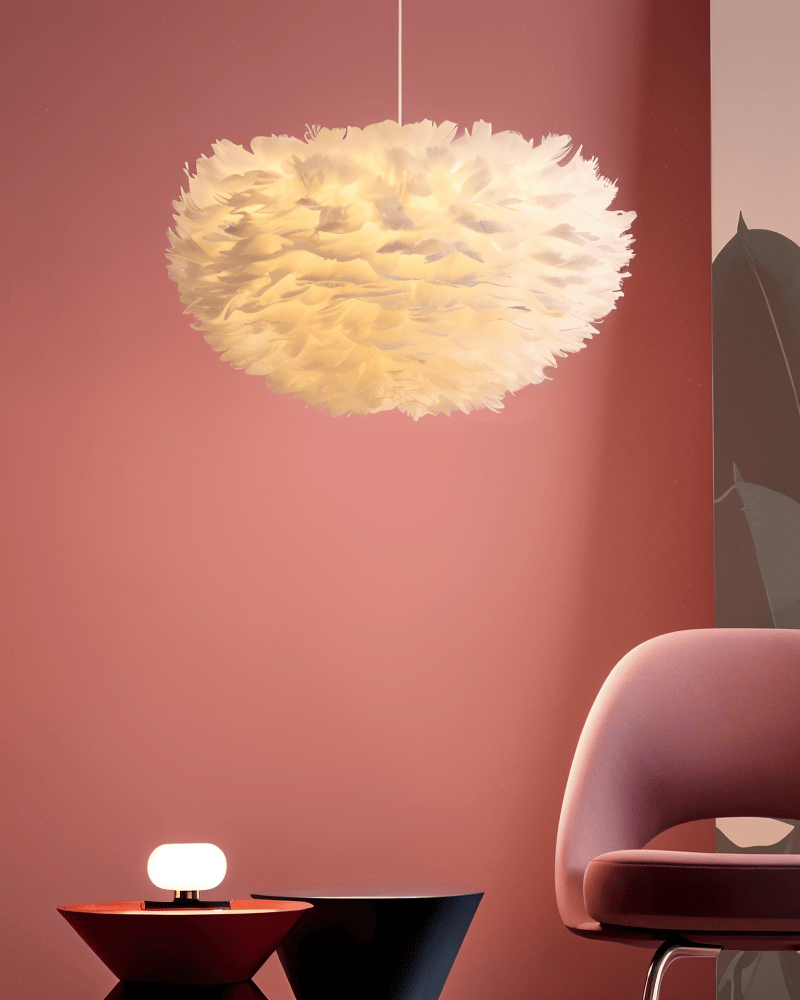 Fjerbesat Kugleformet Pendellampe - - Pendant Light - {{ product_tags }