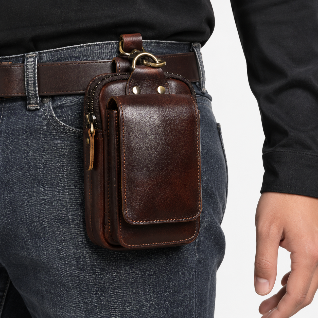 PU Bæltetaske til Mobiltelefon med Lynlås og Magnetlukning - - bags - {{ product_tags }