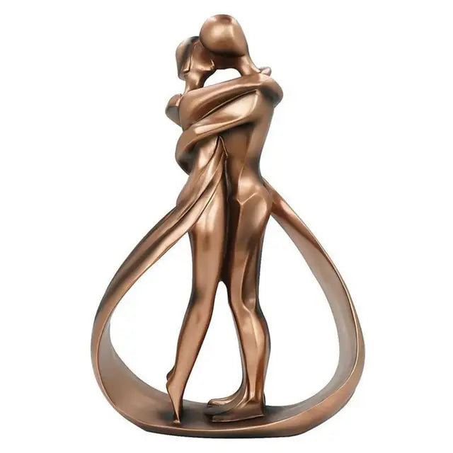 Omfavnende Par Skulptur - Bronzefarvet Kunstharpiks Boligdekoration - - Huis en tuin > Decoratie > Kunst > Beelden, sculpturen en standbeelden - {{ product_tags }