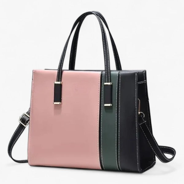 Patchwork-taske til kvinder med justerbar rem - Sort og Pink - bags - {{ product_tags }