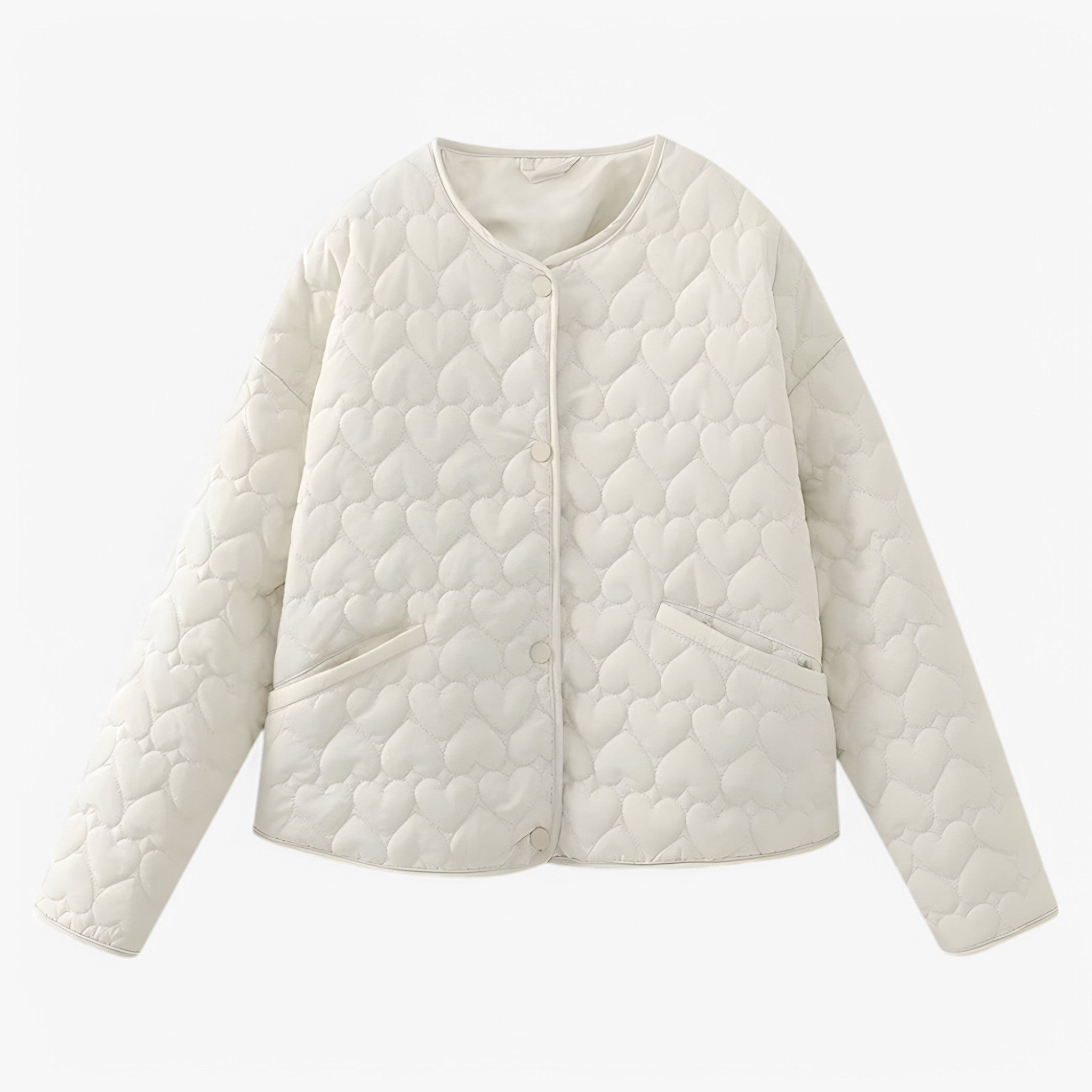 Evelyn | Quiltet jakke med hjerte - alsidig komfort til efterår/vinter - Hvid - women's fashion - {{ product_tags }
