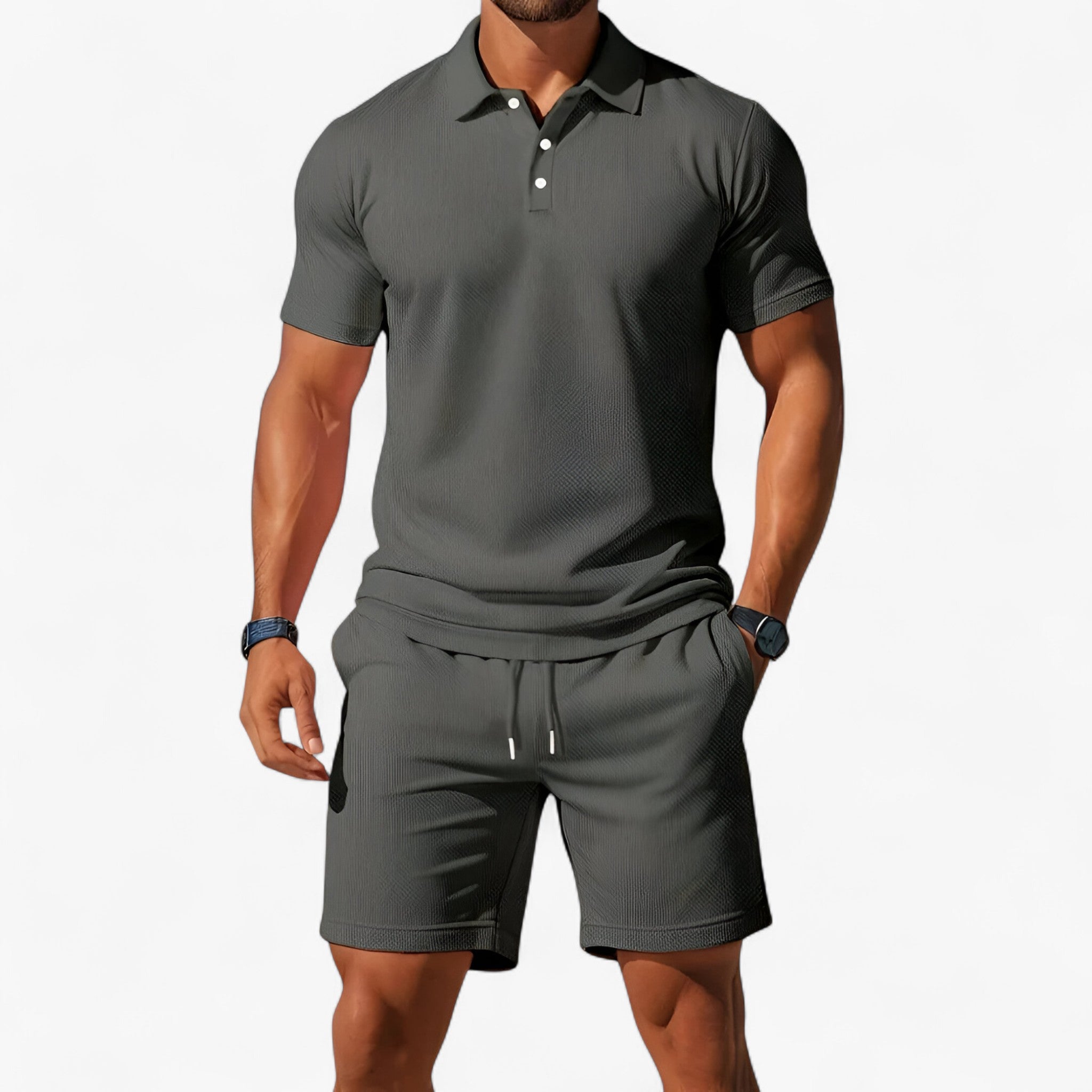 Adrian | Åndbart sommerpolosæt til mænd - Grå - T-shirts - {{ product_tags }