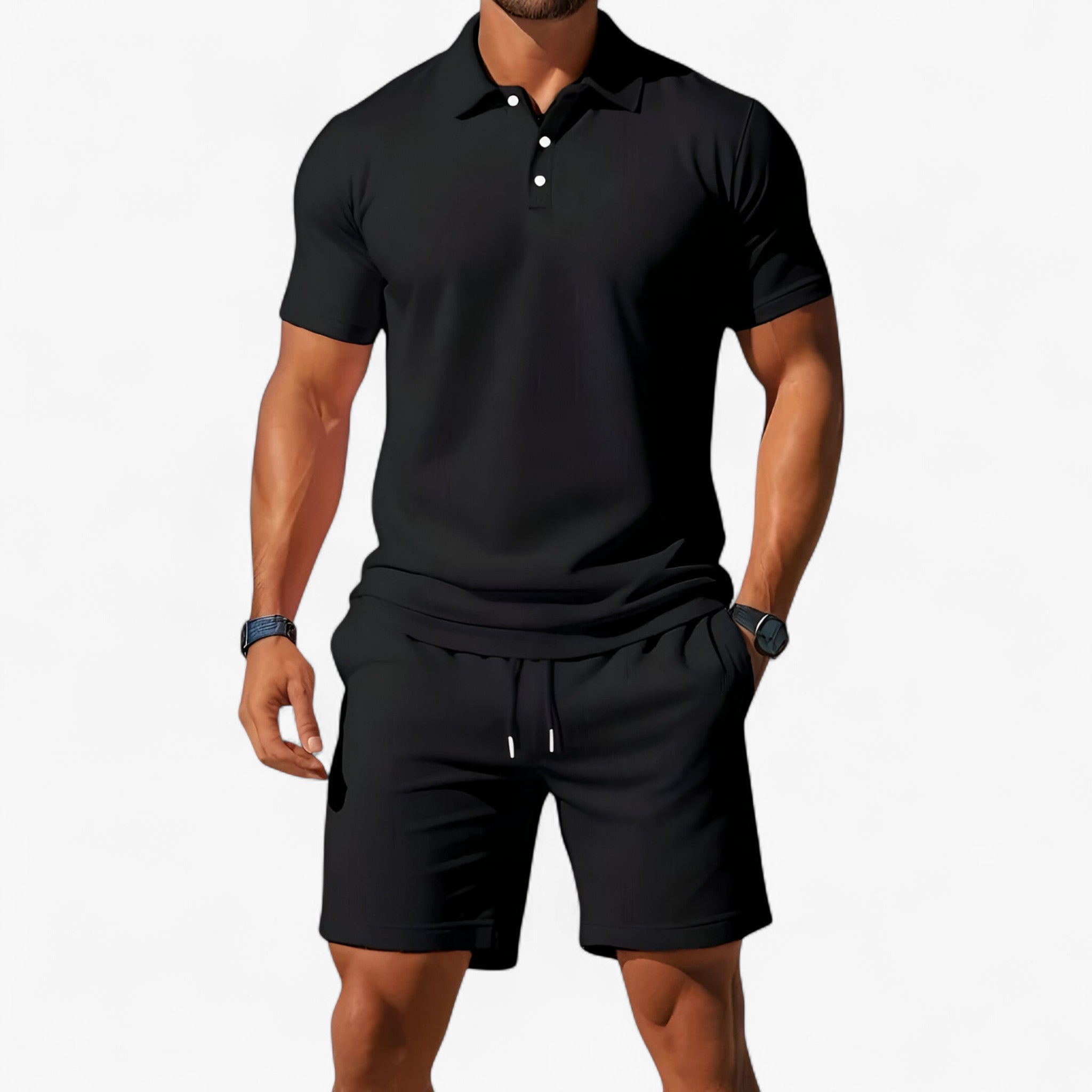 Adrian | Åndbart sommerpolosæt til mænd - Sort - T-shirts - {{ product_tags }
