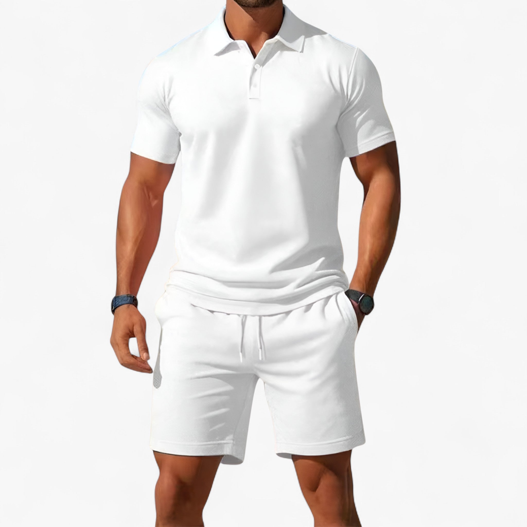 Adrian | Åndbart sommerpolosæt til mænd - Hvid - T-shirts - {{ product_tags }