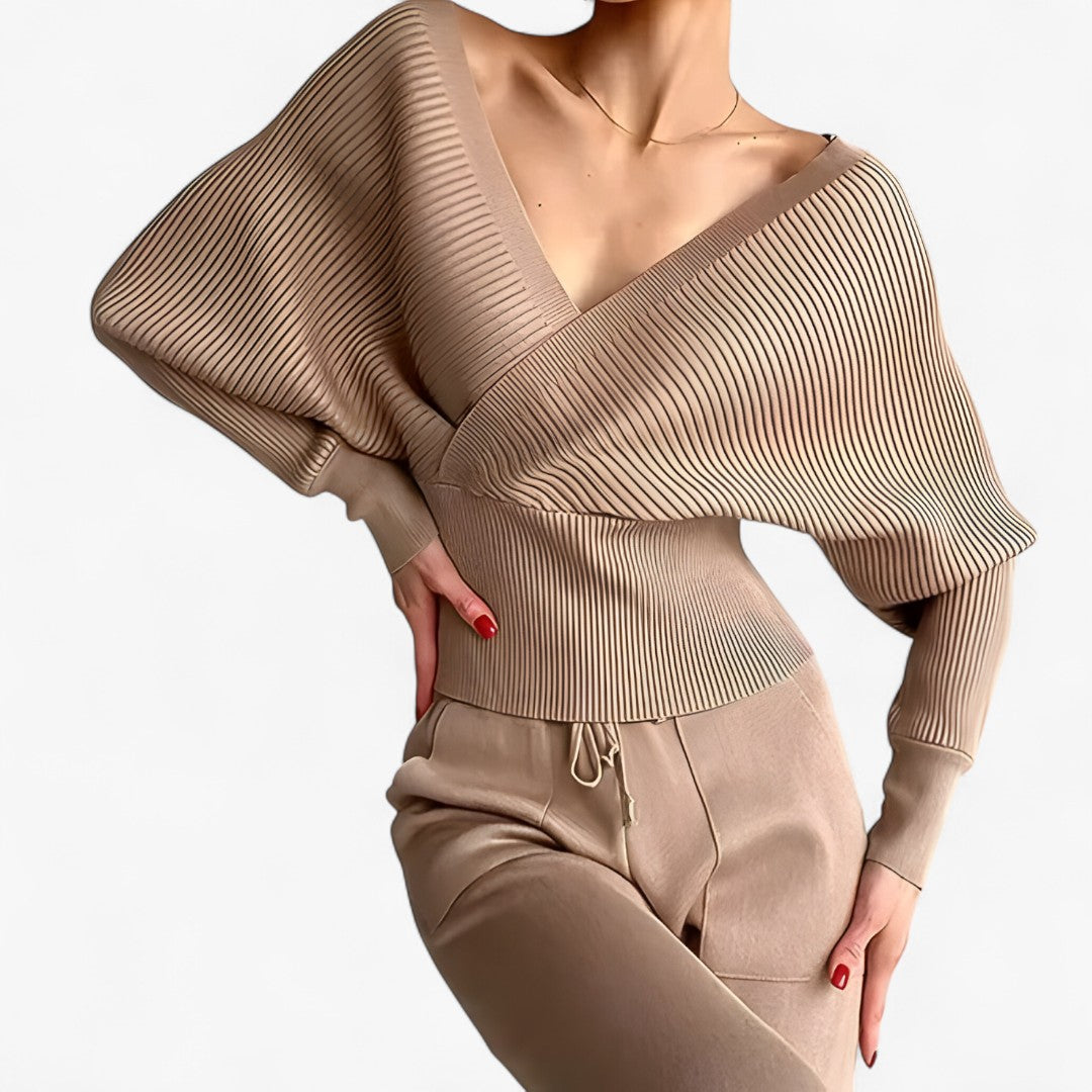 Leila | Moderne ribstrikket jumpsuit - Karamel - women's fashion - {{ product_tags }