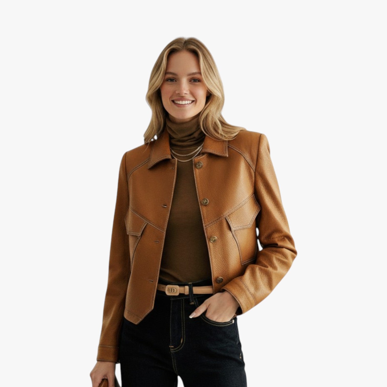 Ronja | Elegant brun jakke til damer | Langærmet - - Jackets - {{ product_tags }