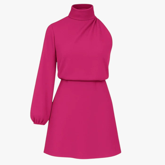 Merzia | Kvinders Elegant Monospalla Kjole - Rosa - Kjoler - {{ product_tags }