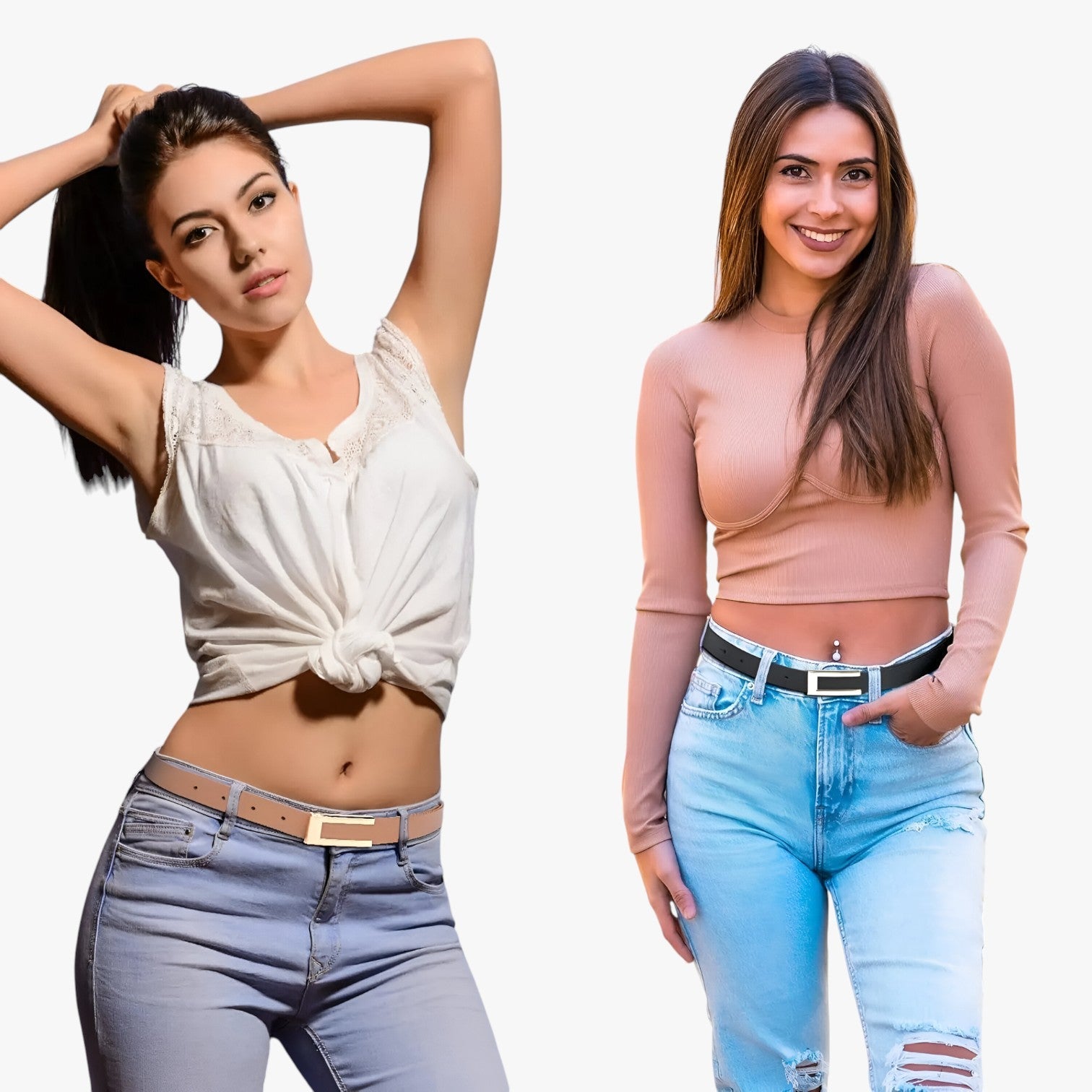 Blair | Kvindeliv i ægte høj kvalitet læder med gylden spænde, tynd bælte til kjoler - - women's fashion - {{ product_tags }