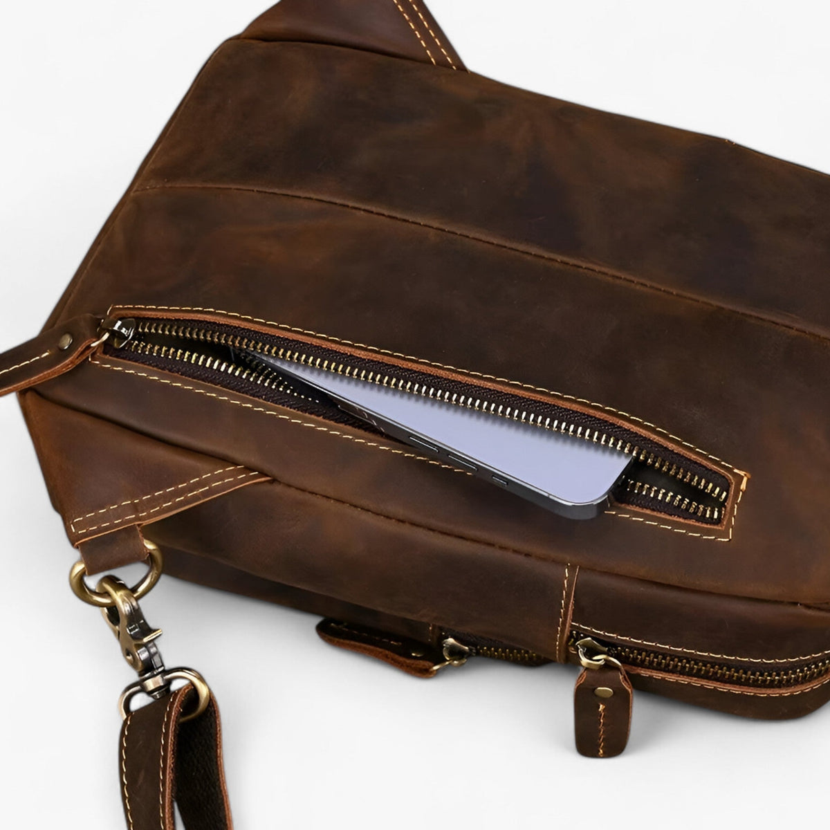 Herre Ægte Kohudsleder Tablet-Satchel Taske