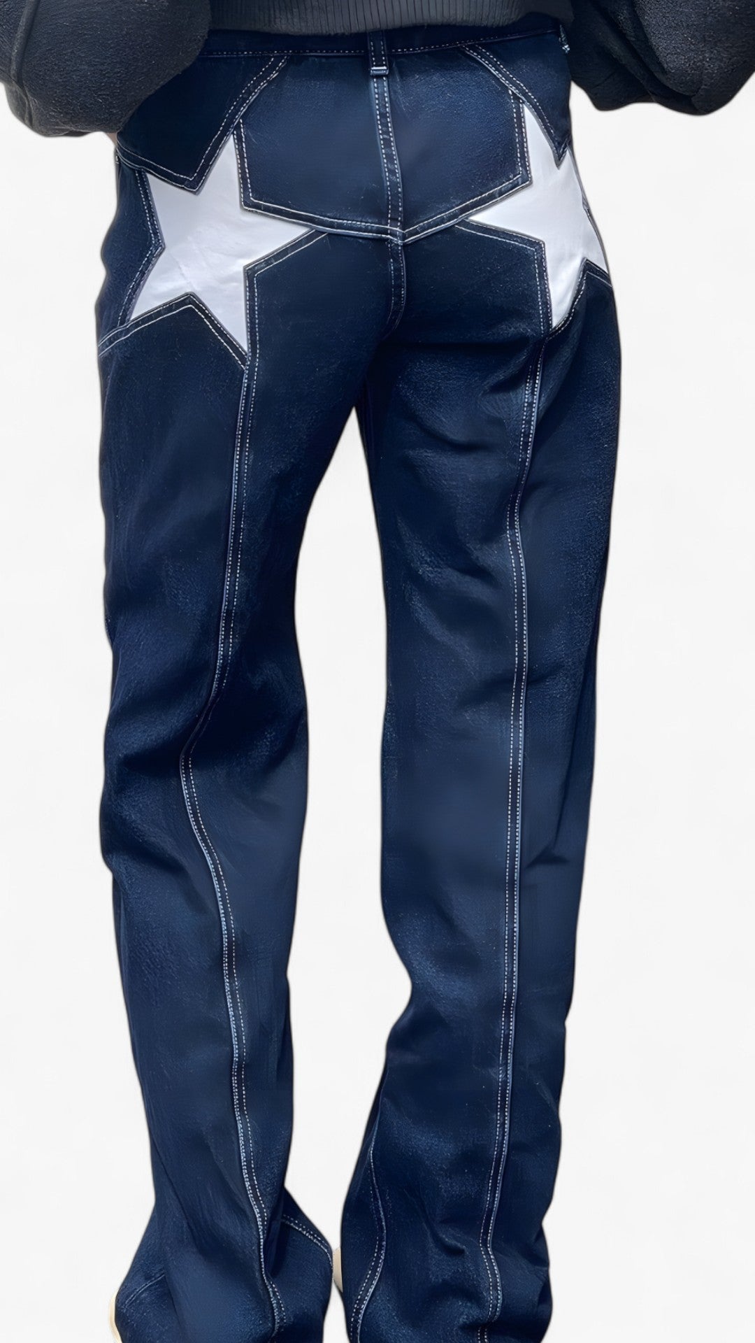 Lavtalje jeans med stjerneprint - Mørk blå - Lavtalje jeans med stjerneprint - €25 - {{ product_tags }