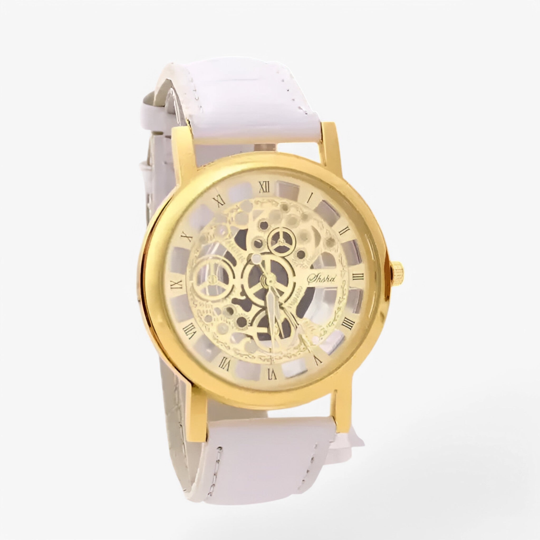 Olivier | Kvartsur med læderrem og romersk urskive - hvidguld - watches - {{ product_tags }