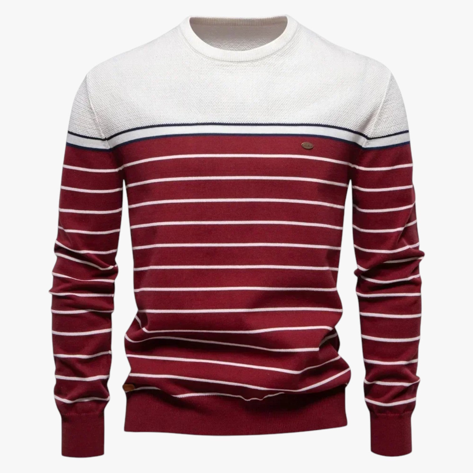 Calvin | Efterårsstribet premium sweater varm, elastisk og med perfekt stil - Hvid - Calvin | Efterårsstribet premium sweater varm, elastisk og med perfekt stil - €25 - {{ product_tags }