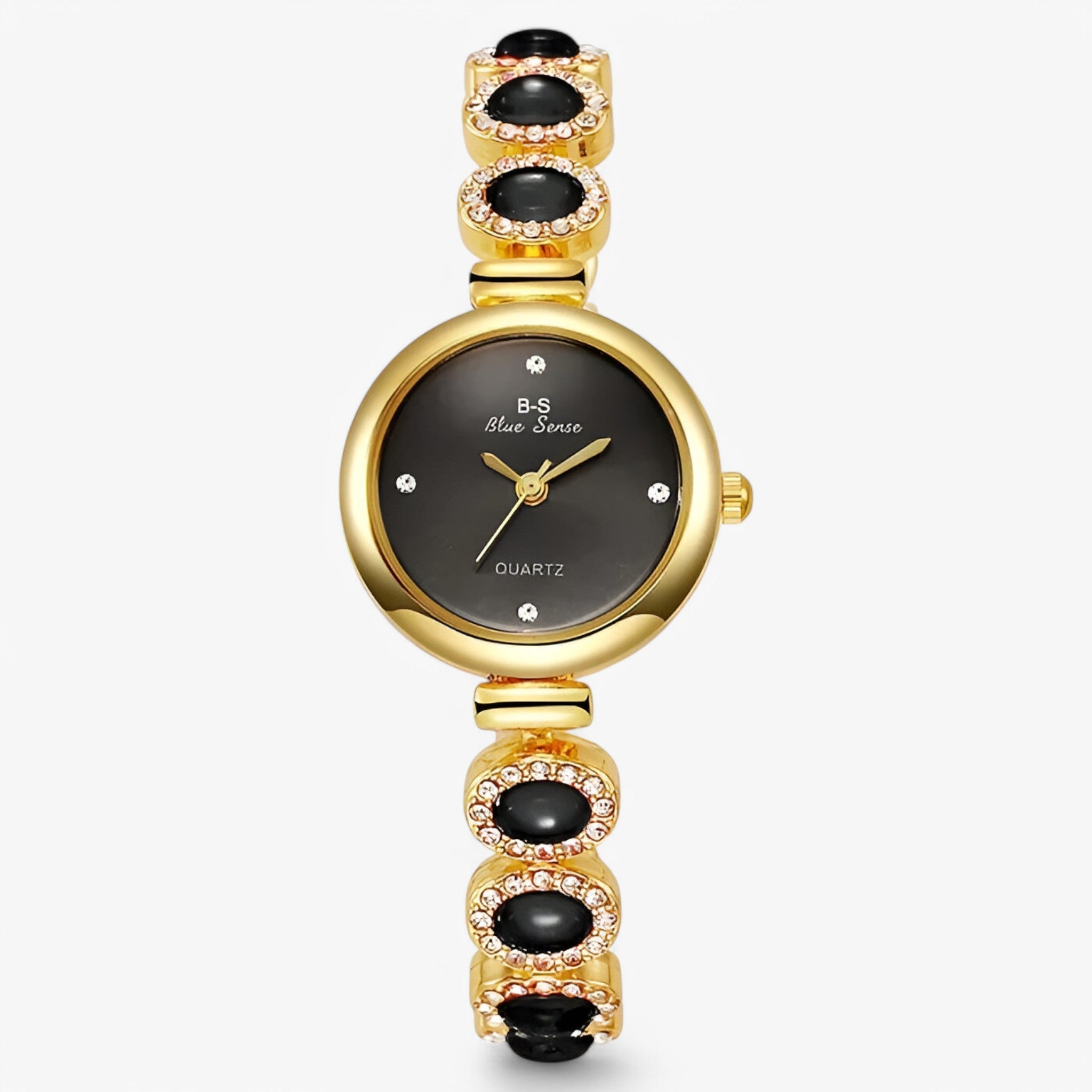 Veronica | Dameur med grønne sten og design inspireret af luksusmærker - Sort - watches - {{ product_tags }