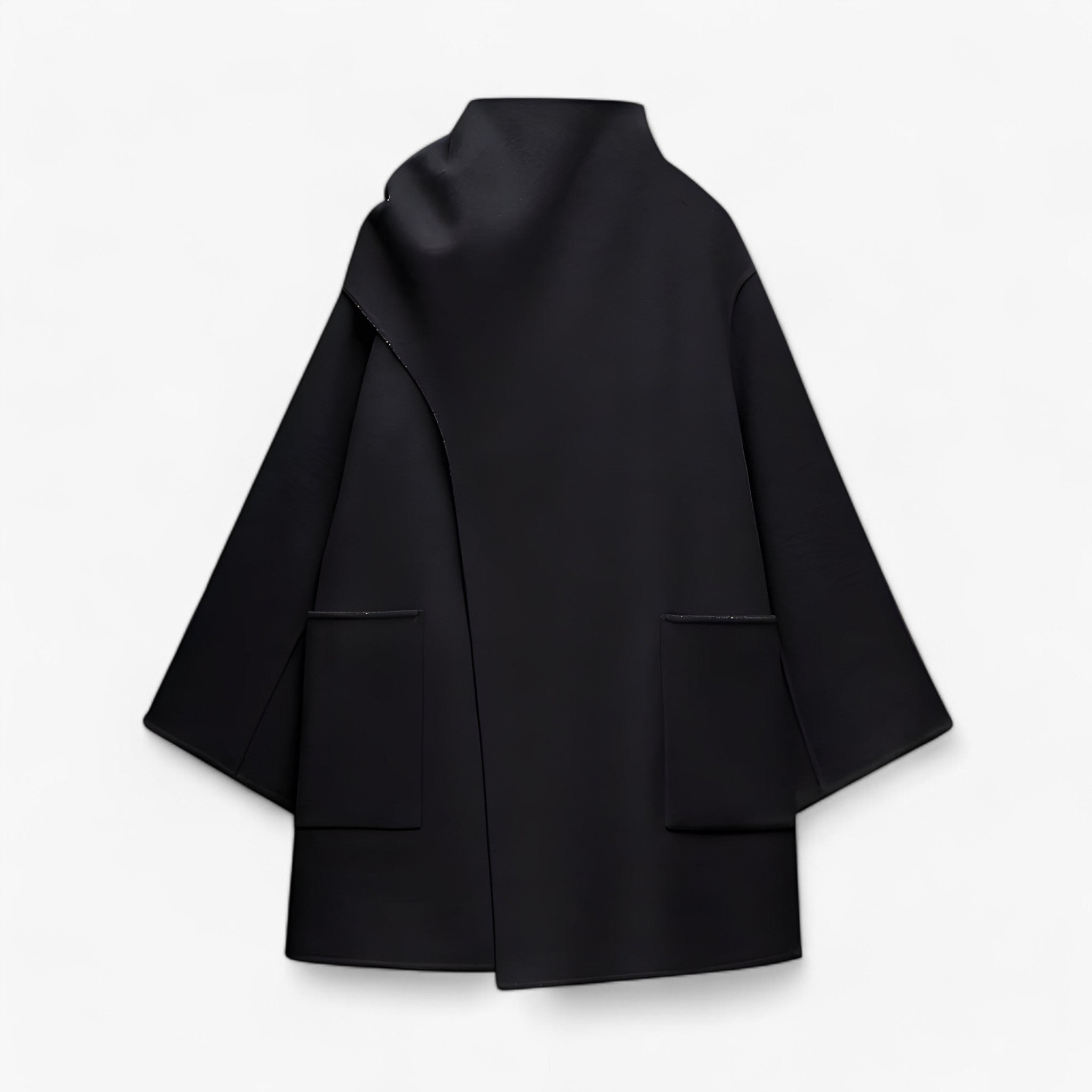 Emma | Elegant Uldfrakke med Halstørklæde – Perfekt til Koldere Dage - Sort - women's fashion - {{ product_tags }