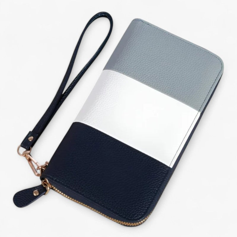 Caesy | Tre-farvet luksus læderpung – RFID-beskyttelse og rummelig - Mørkeblå - bags - {{ product_tags }