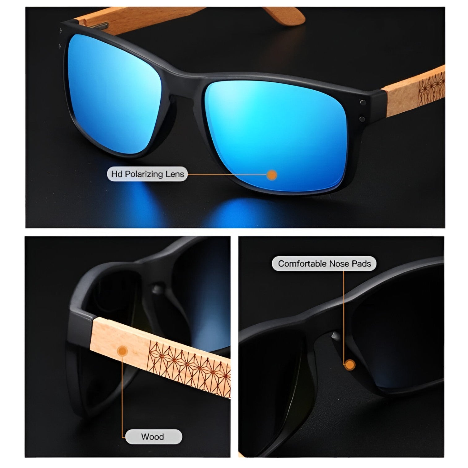 Arjun | Midnite Star Træsolbriller – Stilfuld UV-beskyttelse til mænd - - men's fashion - {{ product_tags }