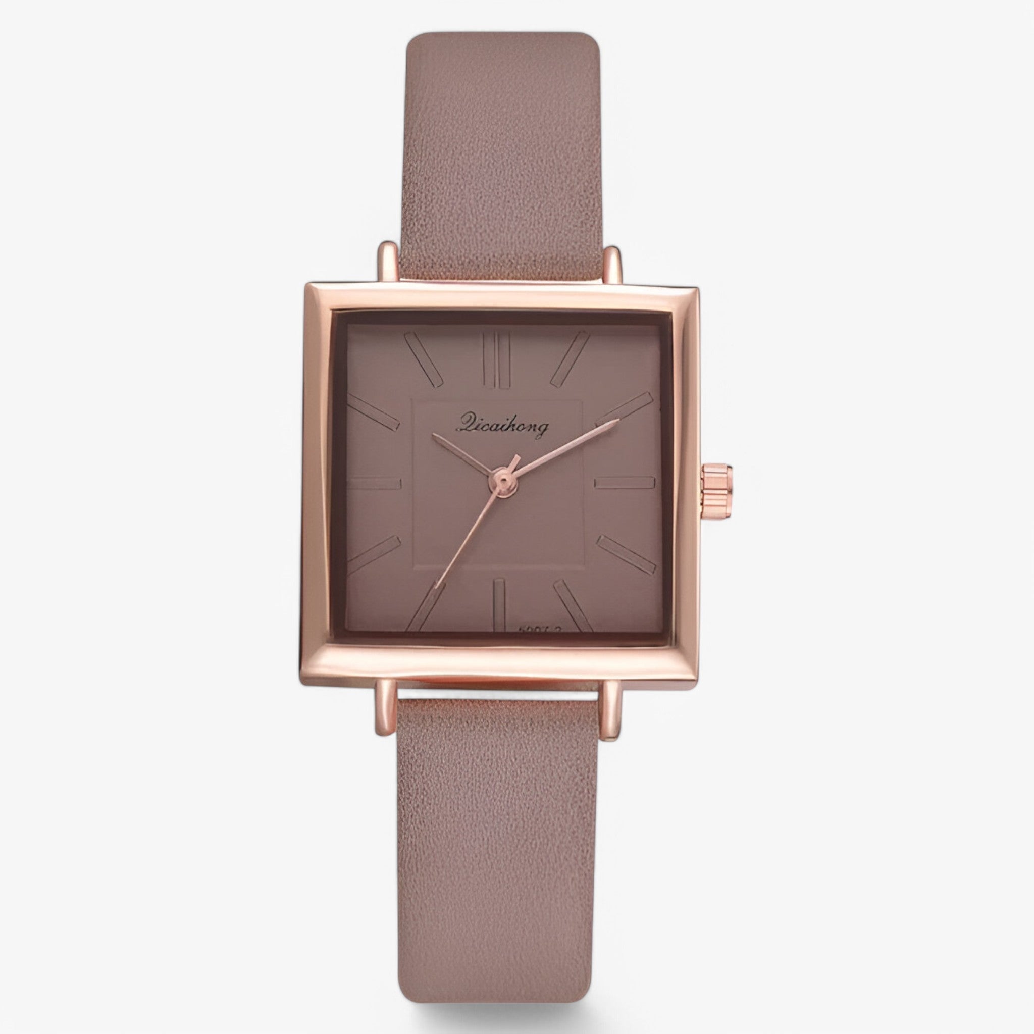 Belle | Rose guld dameur med læderrem og quartz urværk - Brun - watches - {{ product_tags }