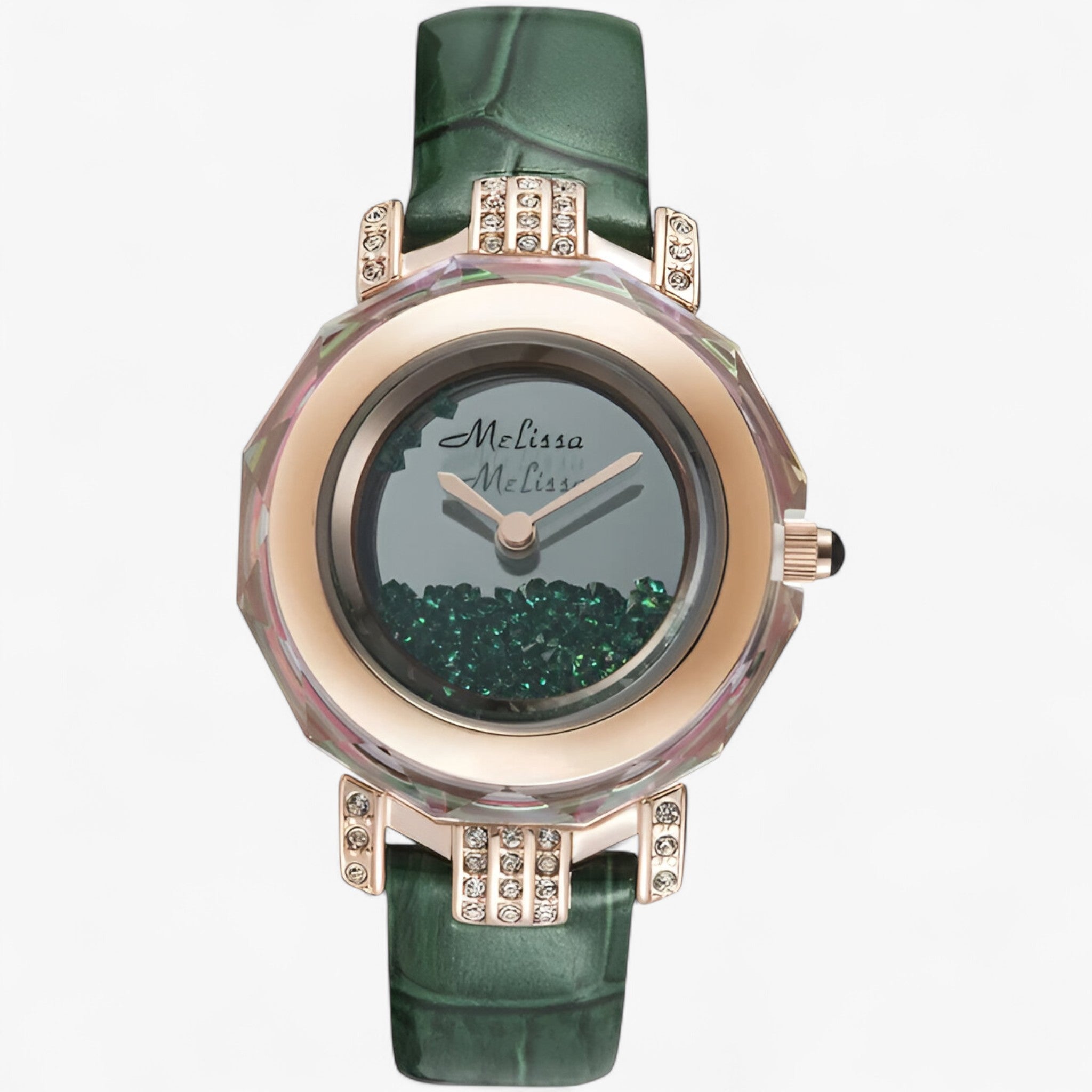 Issa | Dameur med krystaller og japansk quartz urværk - Grøn - watches - {{ product_tags }