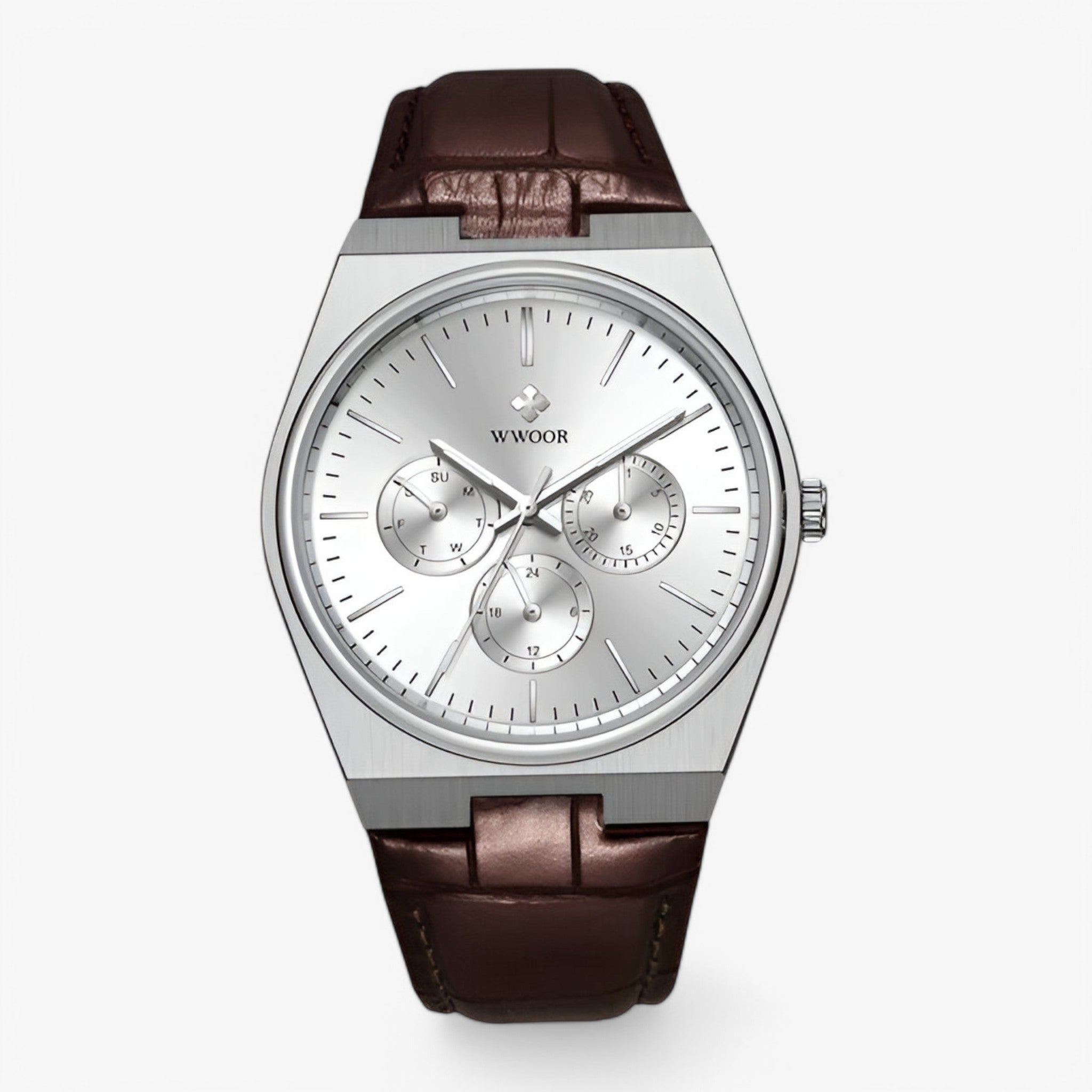 Ronan | Quartz ur lavet af stål med safirglas - brun hvid - watches - {{ product_tags }