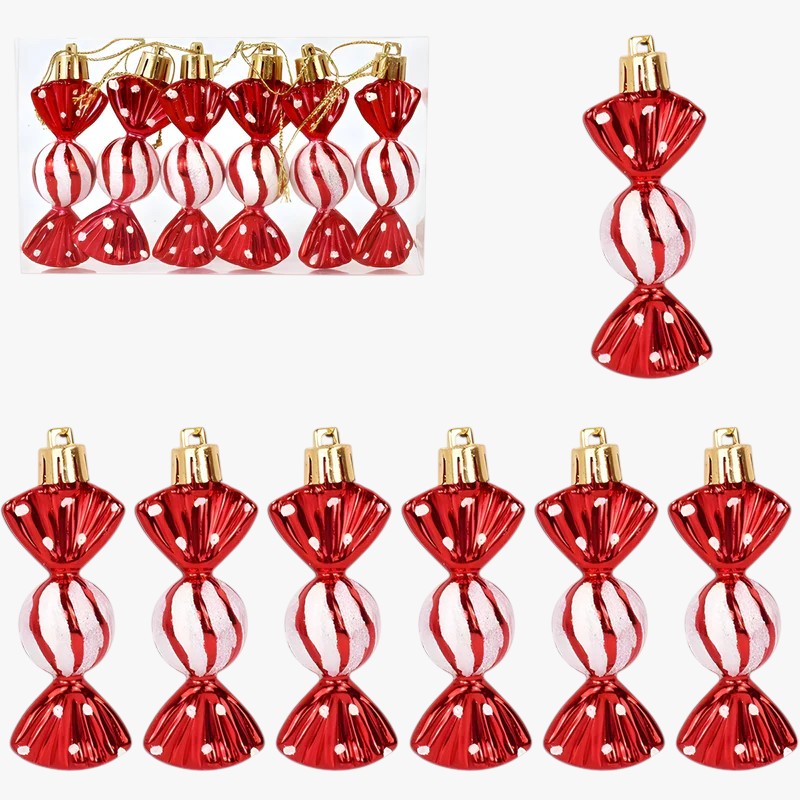 Sternenklar | Sæt med 6 julekugler – festlige røde godte- og snefnugdekorationer - Sæt10 1 +1 GRATIS - christmas - {{ product_tags }