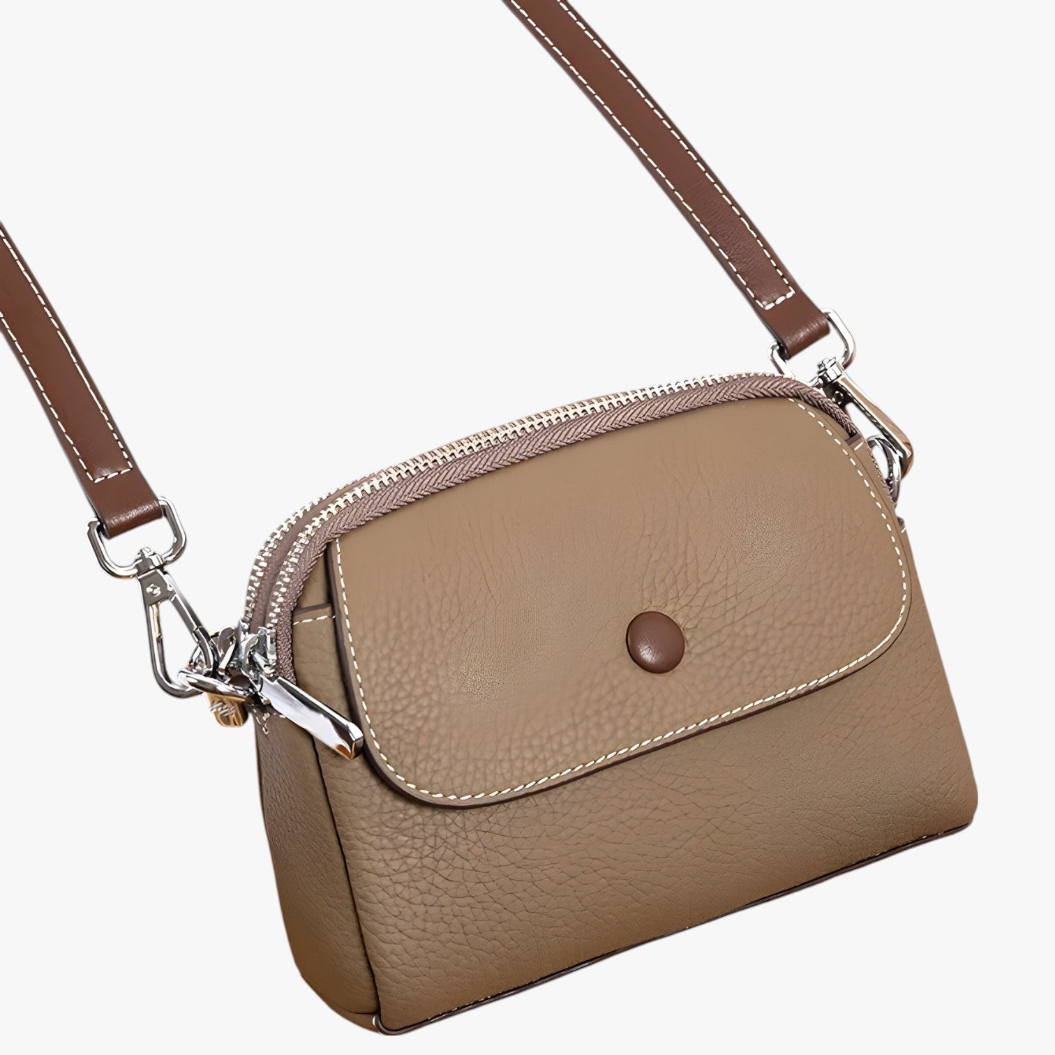 Valeria | Dame skuldertaske rummelig og moderigtig - Khaki - Valeria | Dame skuldertaske rummelig og moderigtig - €25 - {{ product_tags }