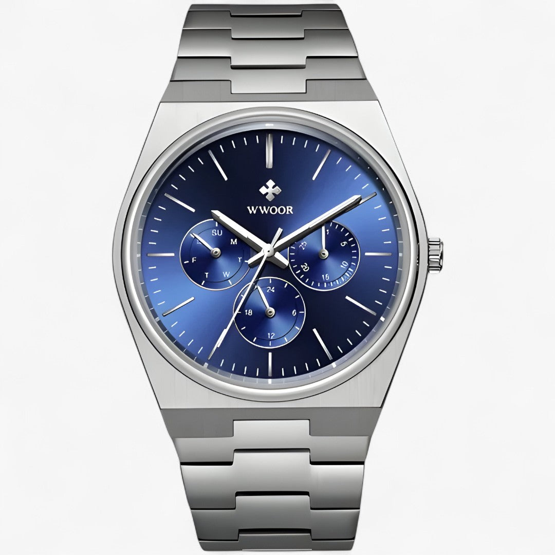 Lorcan | Stålur med safirglas - blå sølv - watches - {{ product_tags }