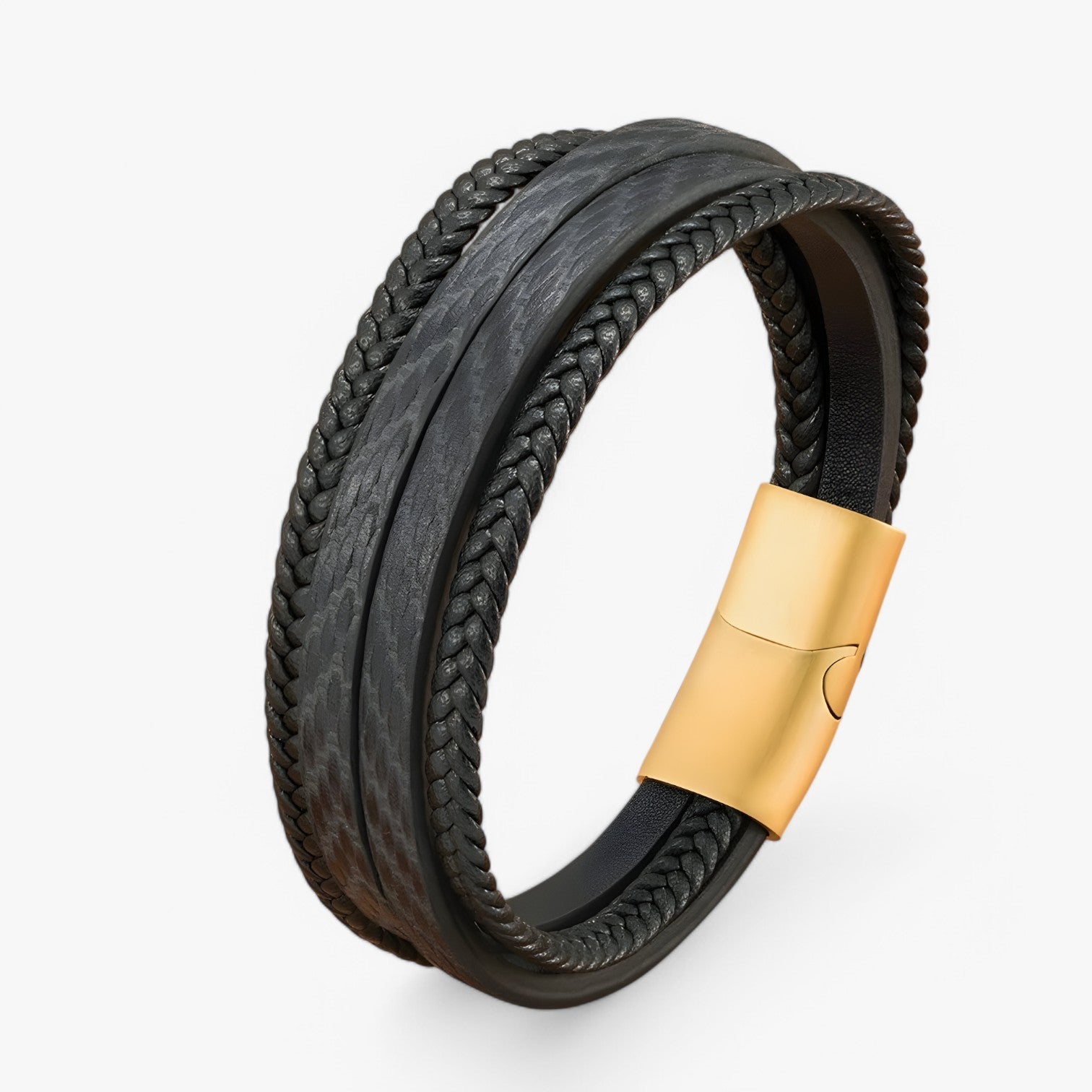 Olivier | Stilig Herrearmbånd – Flerlaget & Magnetisk - Sort med Guld - watches - {{ product_tags }