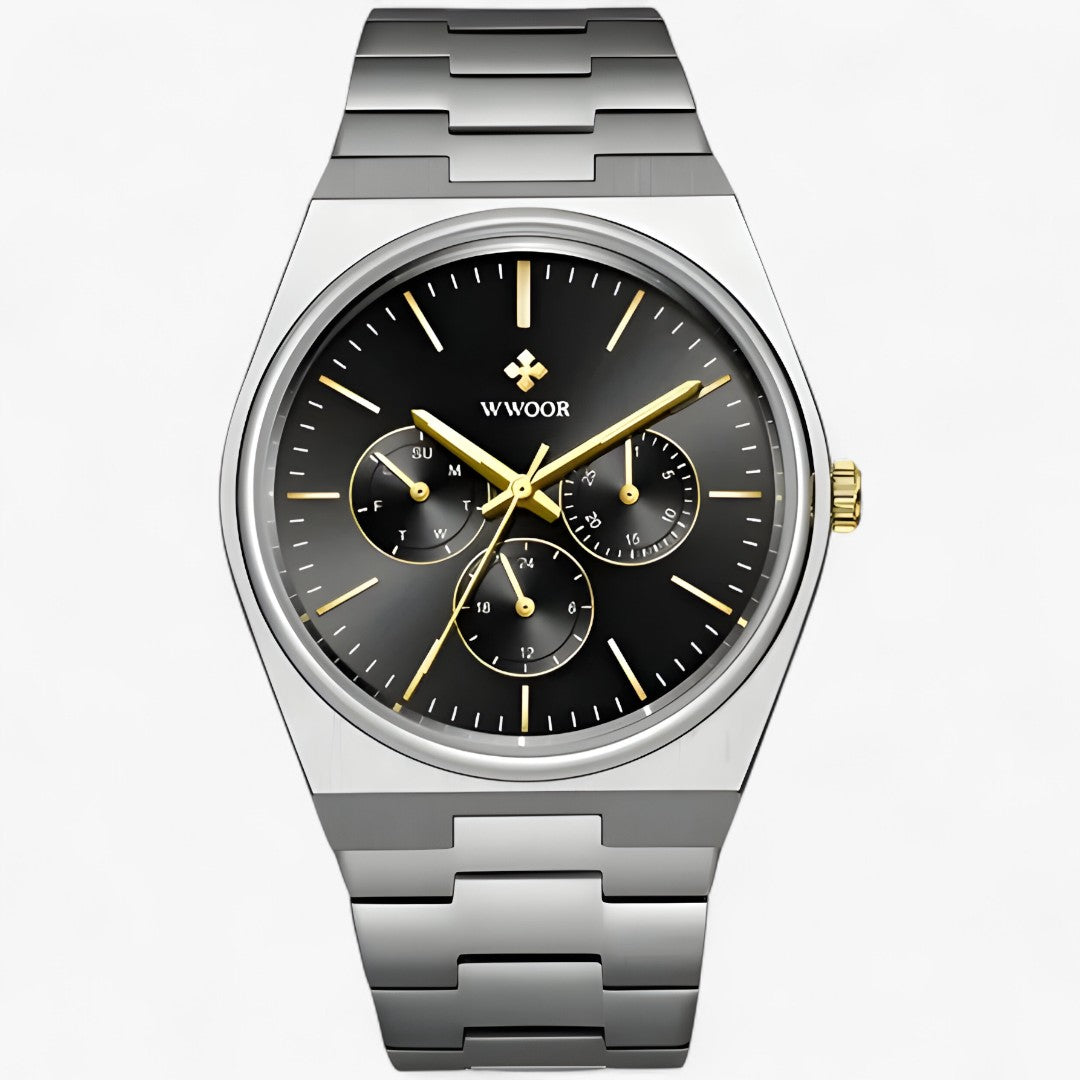 Lorcan | Stålur med safirglas - sølv guld sort - watches - {{ product_tags }