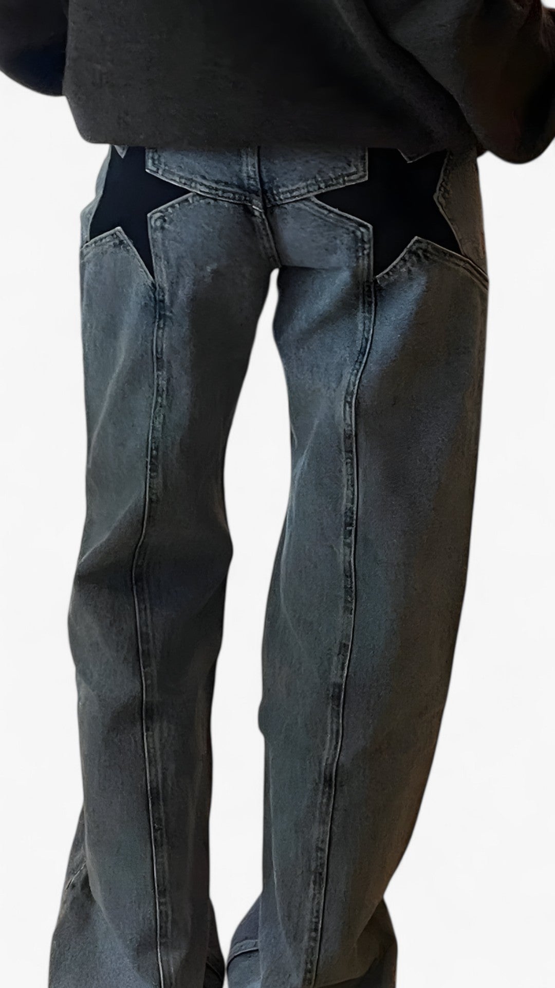 Lavtalje jeans med stjerneprint - Lysegrå - Lavtalje jeans med stjerneprint - €25 - {{ product_tags }