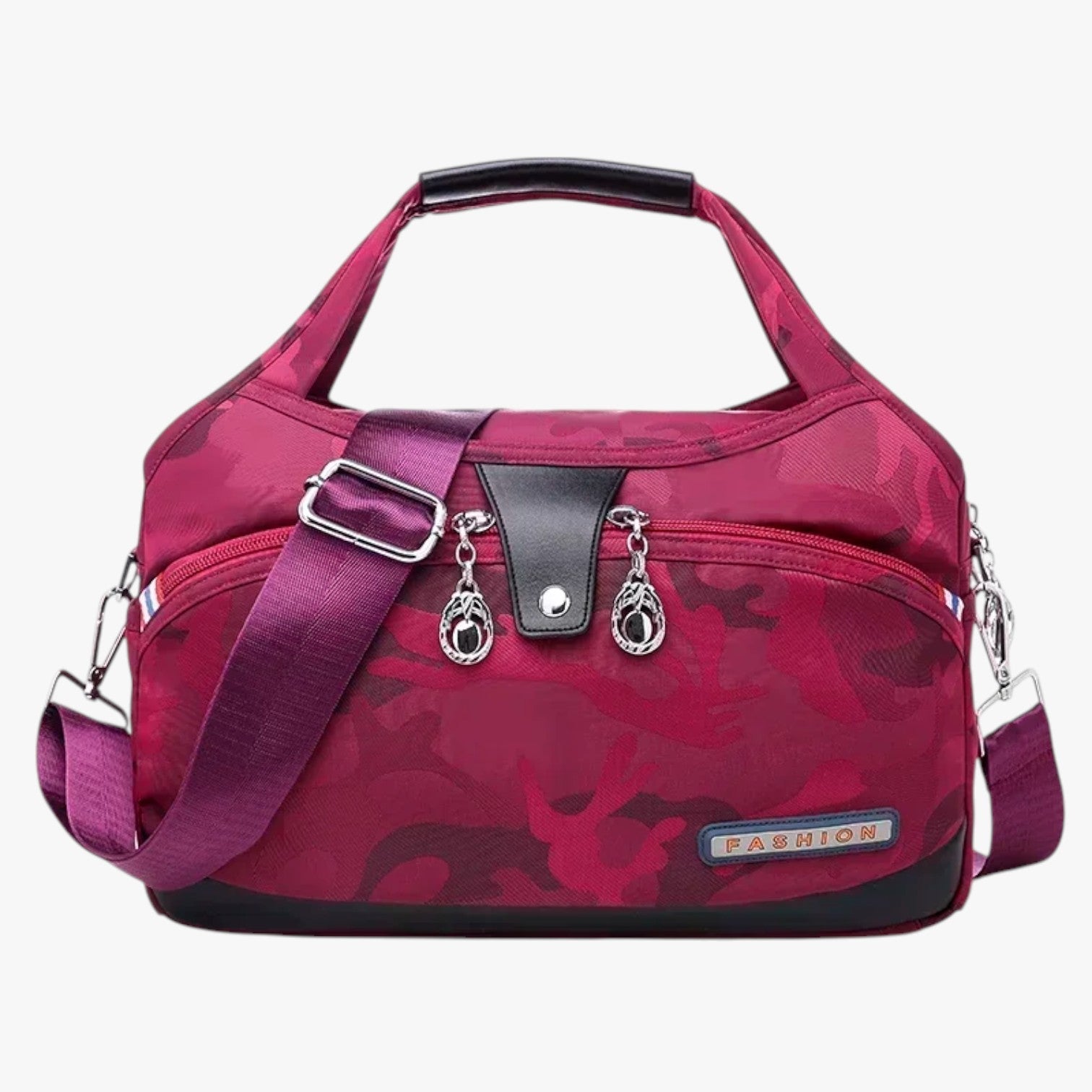 Leona | Stilfuldt skuldertaske med ekstra plads - Mønstret Rød - Leona | Stilfuldt skuldertaske med ekstra plads - €25 - {{ product_tags }