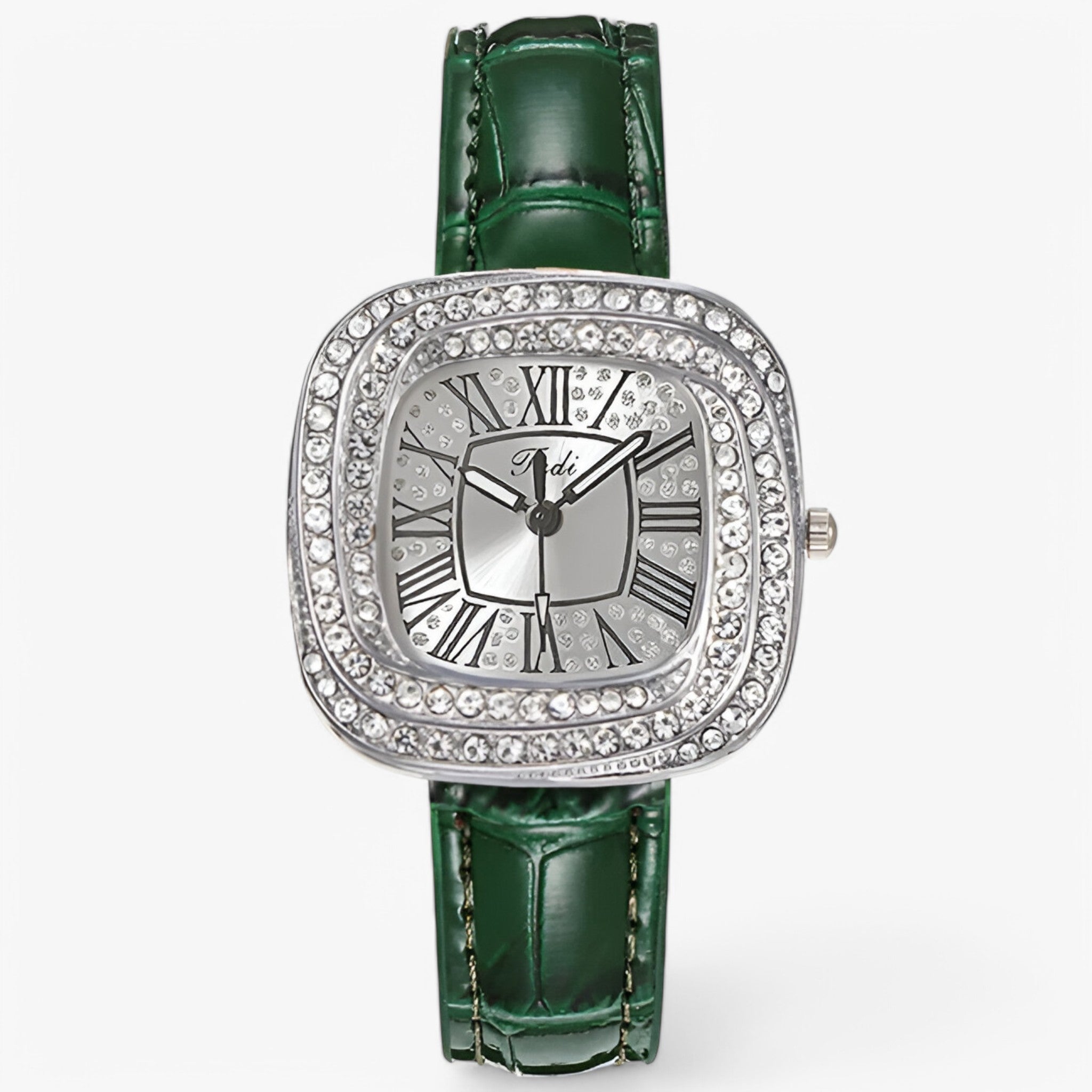 Stella | Vandtæt dameur med læderrem og Eiffeltårn - Grøn - watches - {{ product_tags }