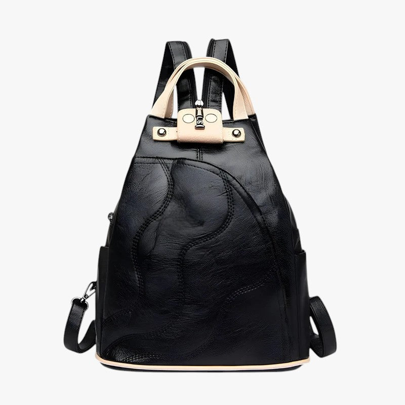 Aubree | Stilfuld læder rygsæk - Rummelig, sikker og perfekt til rejser - Sort og Kaki - bags - {{ product_tags }