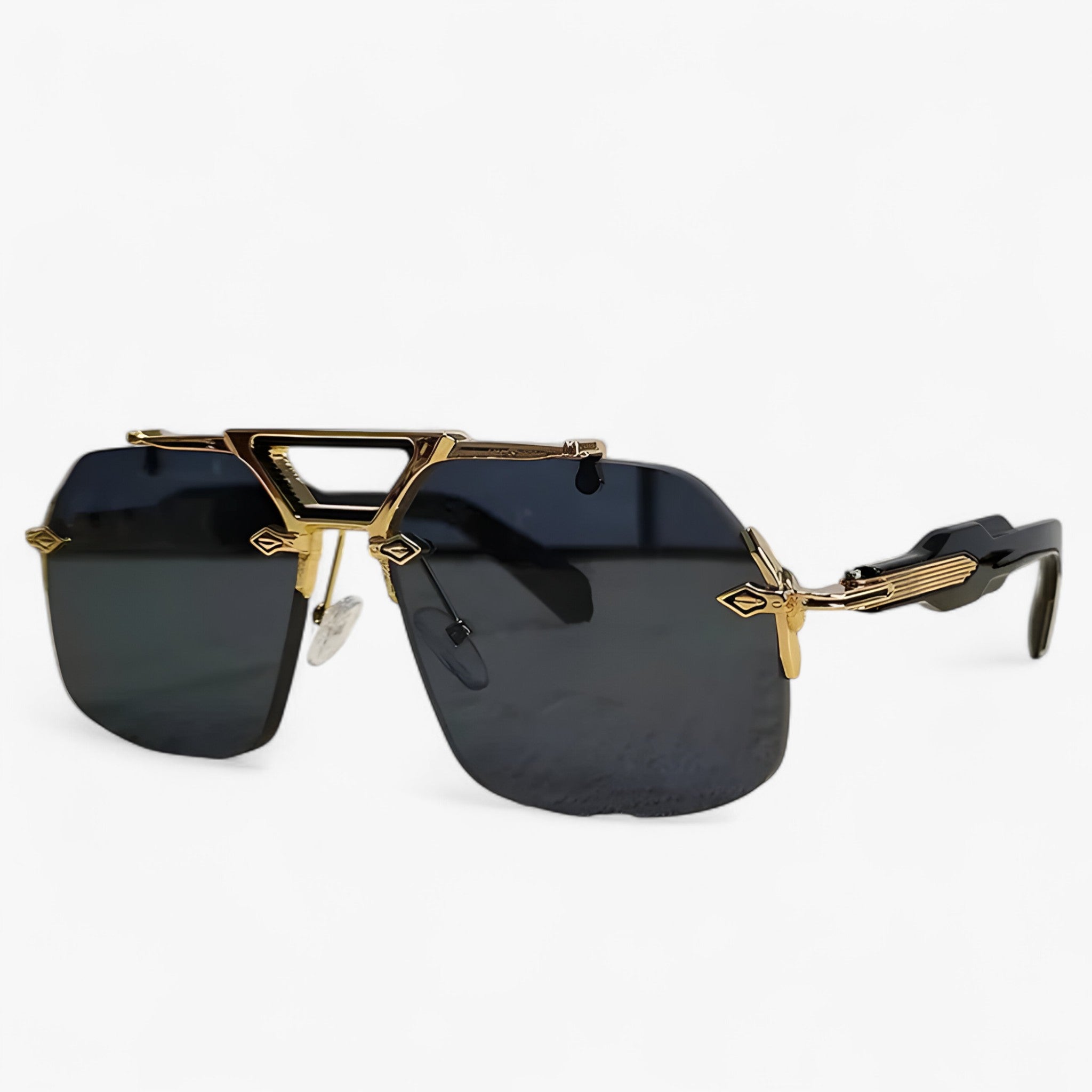 Tabb | Oversized punk metalen randloze zonnebril - Grå Guld - women's fashion - {{ product_tags }