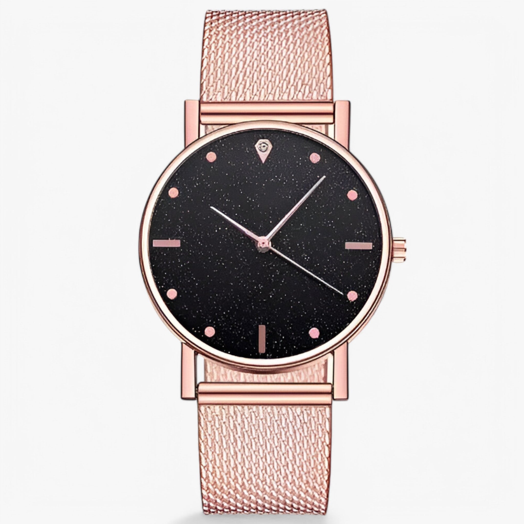 Karina | Elegant rosa guldur med hjerteformet urskive - Sort rosa guld -3 - watches - {{ product_tags }