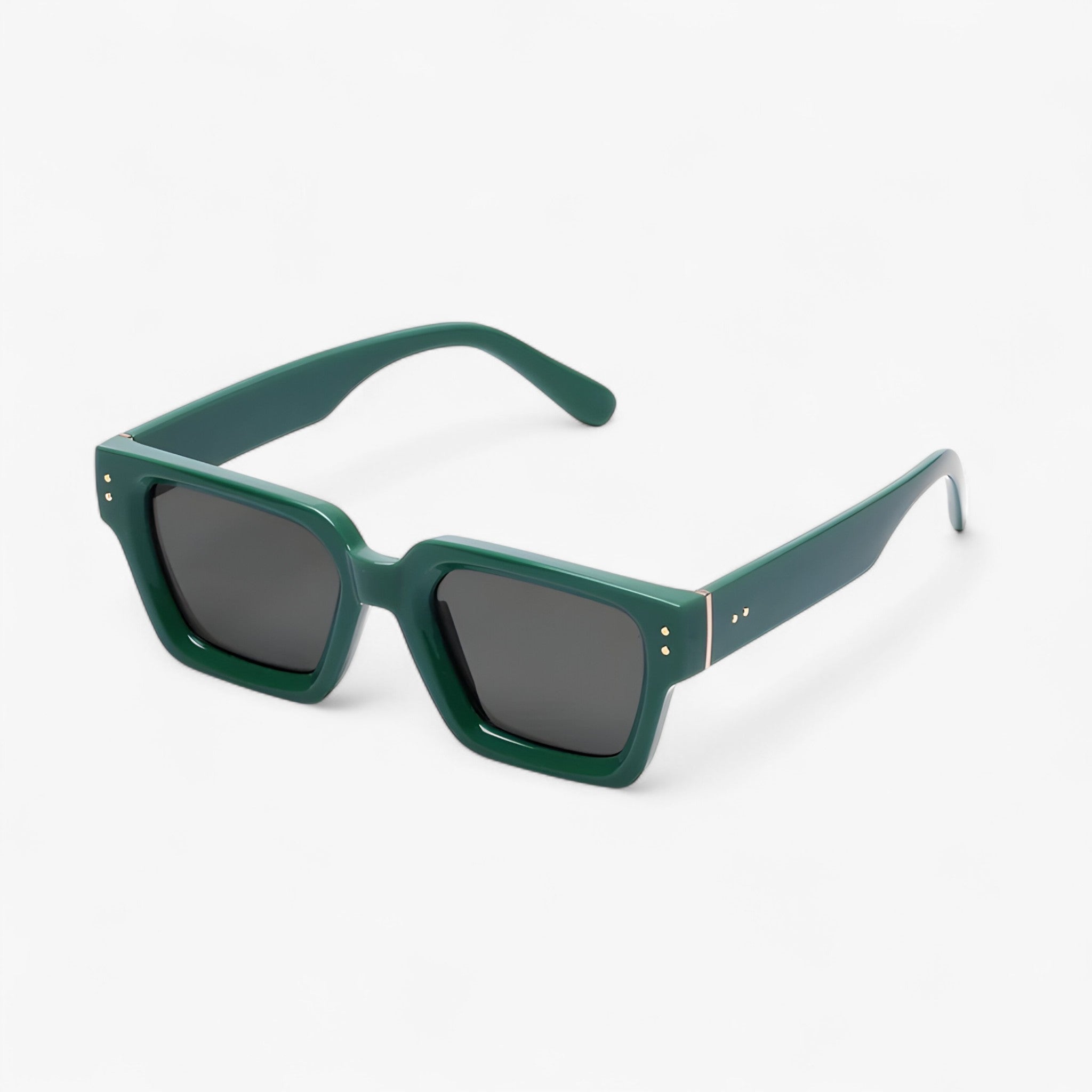 Alaric | Luksus unisex firkantede sorte solbriller - 1-mørk grøn - Alaric | Luksus unisex firkantede sorte solbriller- €25 - {{ product_tags }