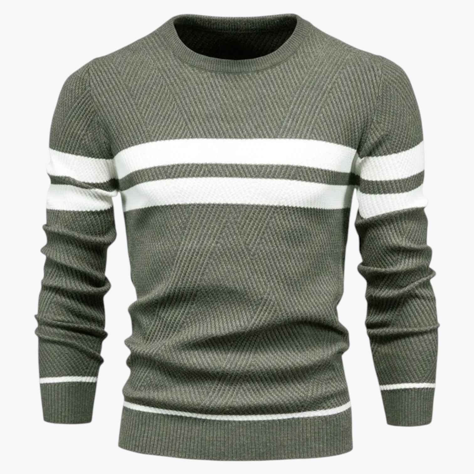 Adam | Efterårssweater til mænd med varm pasform og elegant floral stil - Militærgrøn - Adam | Efterårssweater til mænd med varm pasform og elegant floral stil - €25 - {{ product_tags }