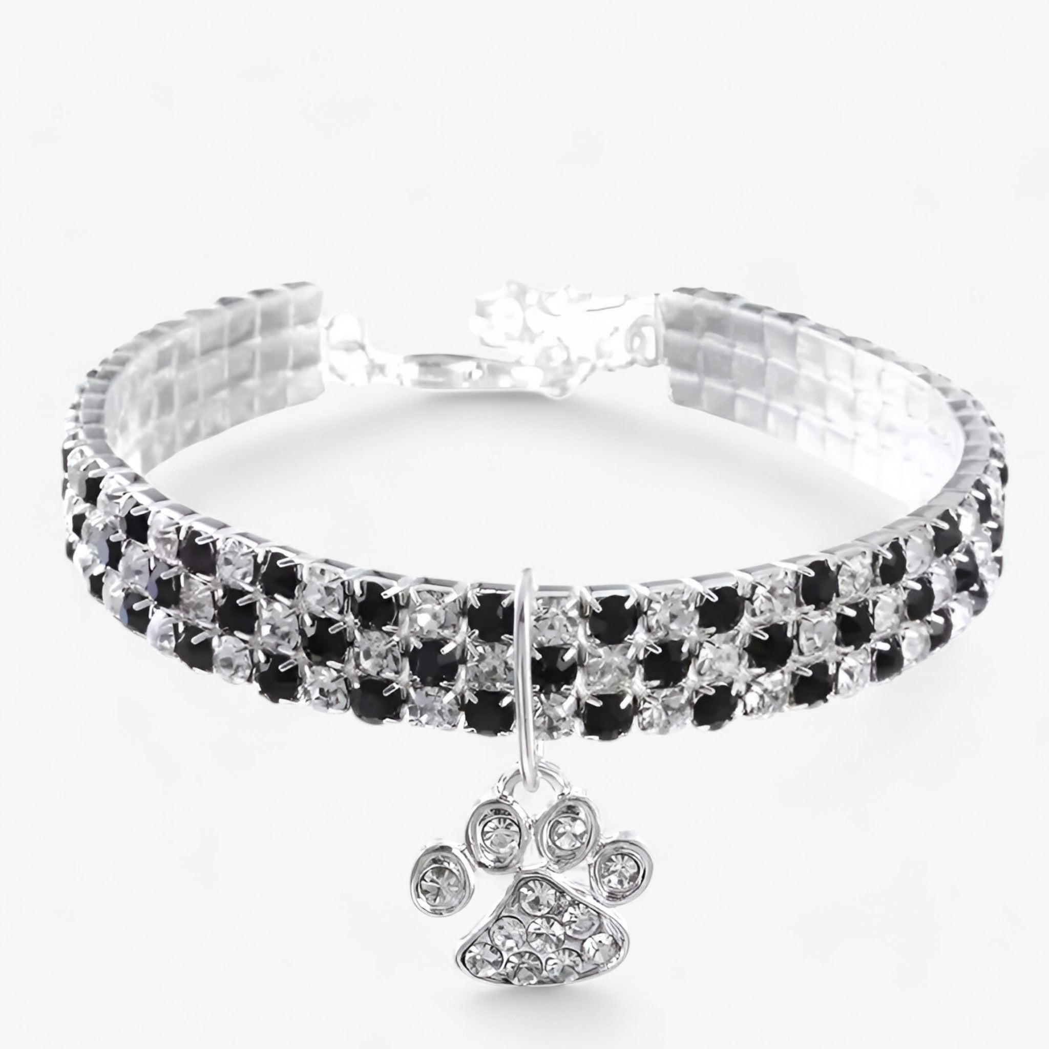 Luna | Luksus Krystalhalskæde med Diamantophæng - Sort - other - {{ product_tags }