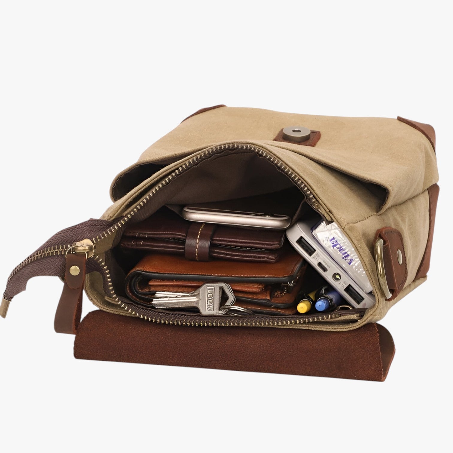 Archie | Vintage skuldertaske i lærred og læder - - bags - {{ product_tags }
