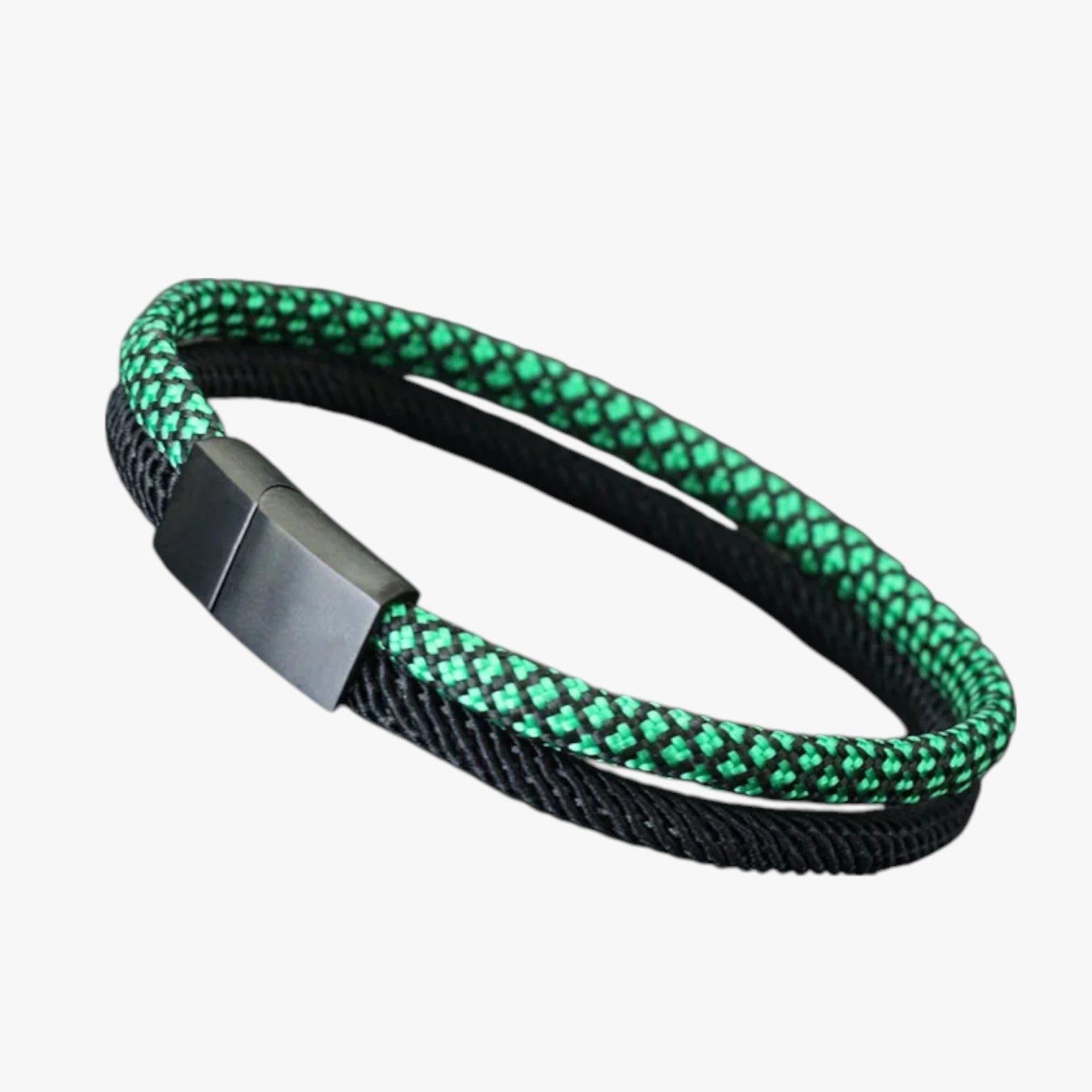 Devin | Bicolour Paracord Armbånd med Magnetspænde - grøn 19,5cm 7,7 tommer - Devin | Bicolour Paracord Armbånd med Magnetspænde - €25 - {{ product_tags }