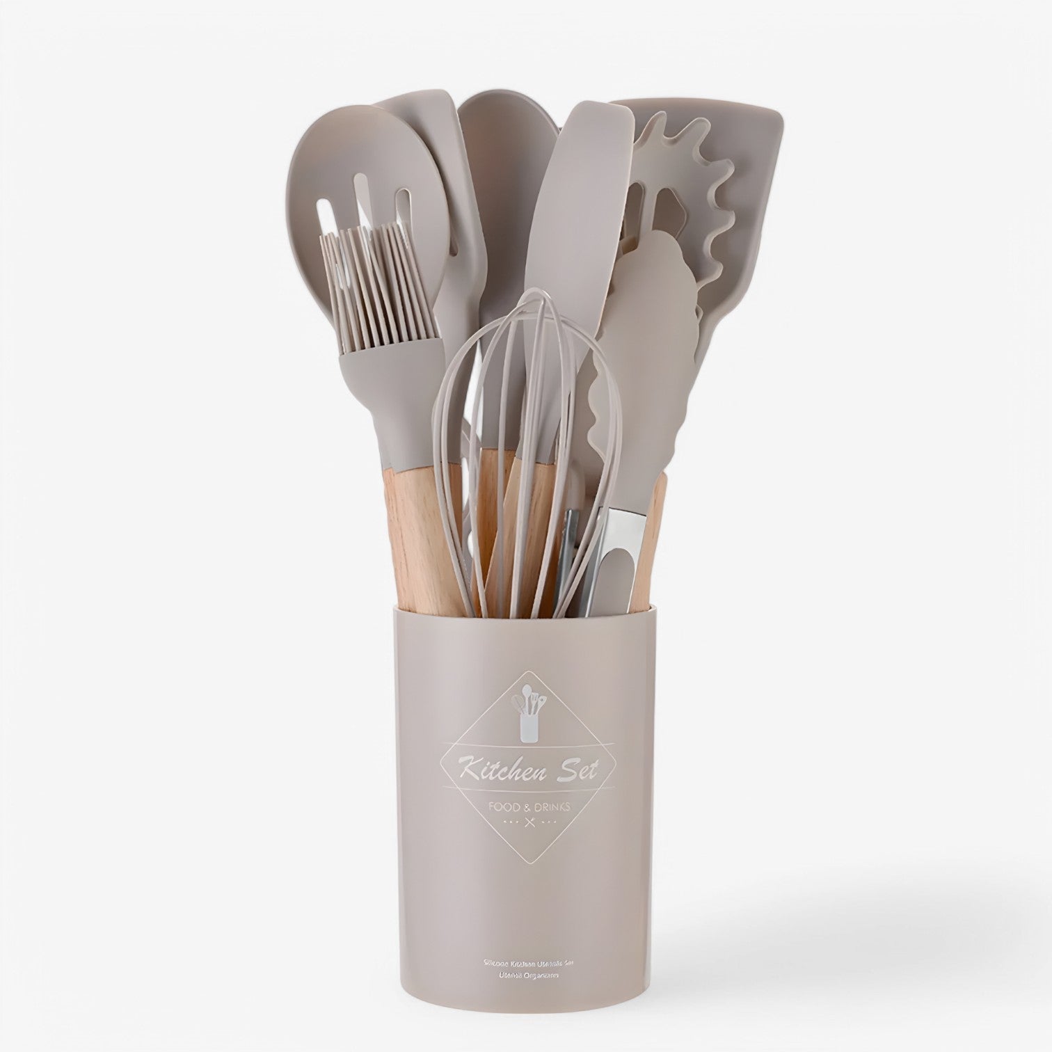 Triana | Silikone køkkenredskaber – varmebestandige, non-stick og holdbare - Khaki 12Stykker - house & garden - {{ product_tags }