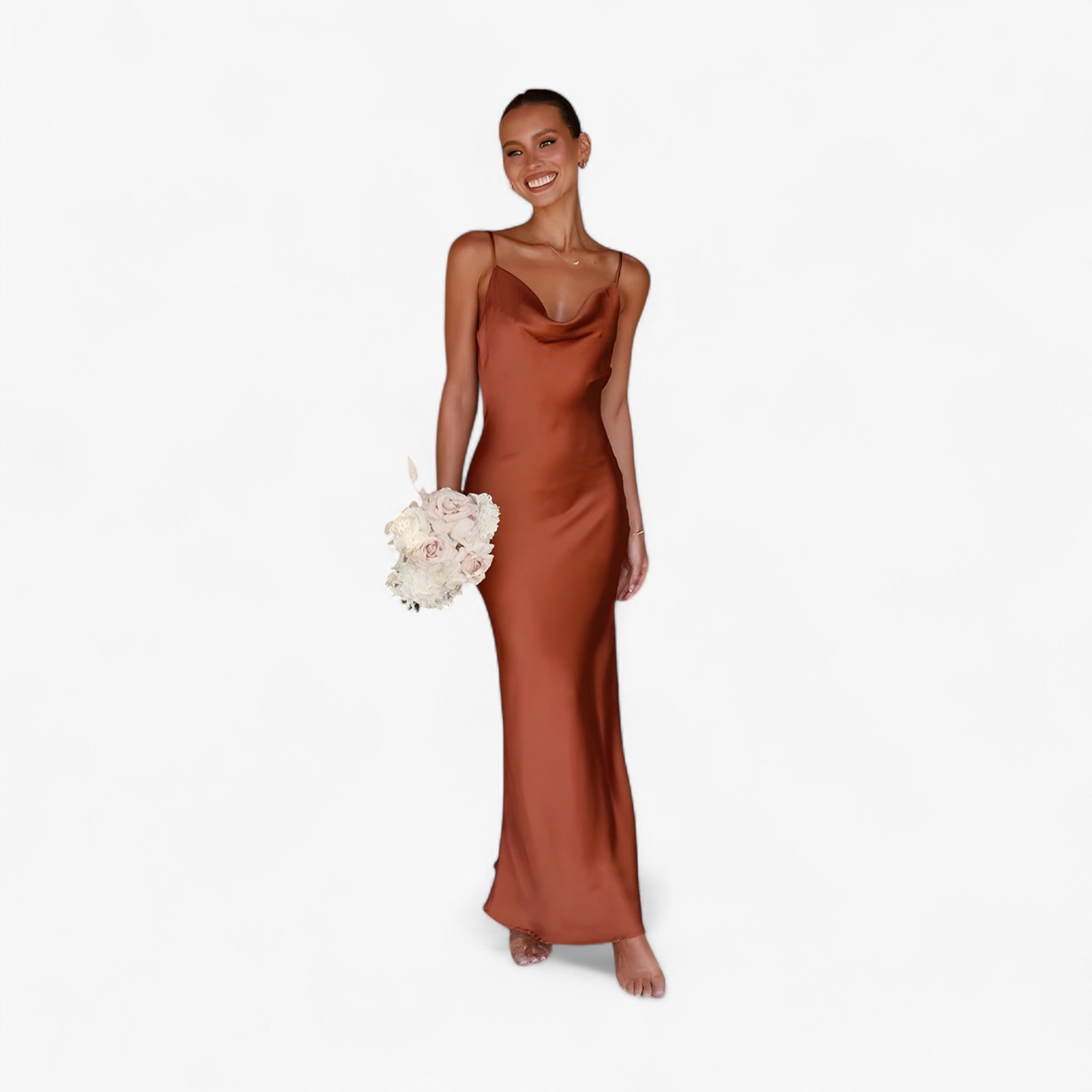 Dianne | Lang kjole i silke - Brun - women's fashion - {{ product_tags }