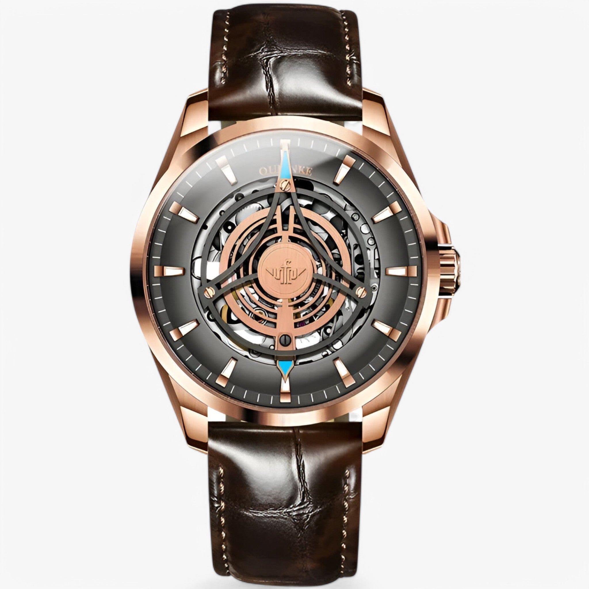 Carlitos | Mekanisk Ur med Hul Urskive - Pink gråt læder - watches - {{ product_tags }
