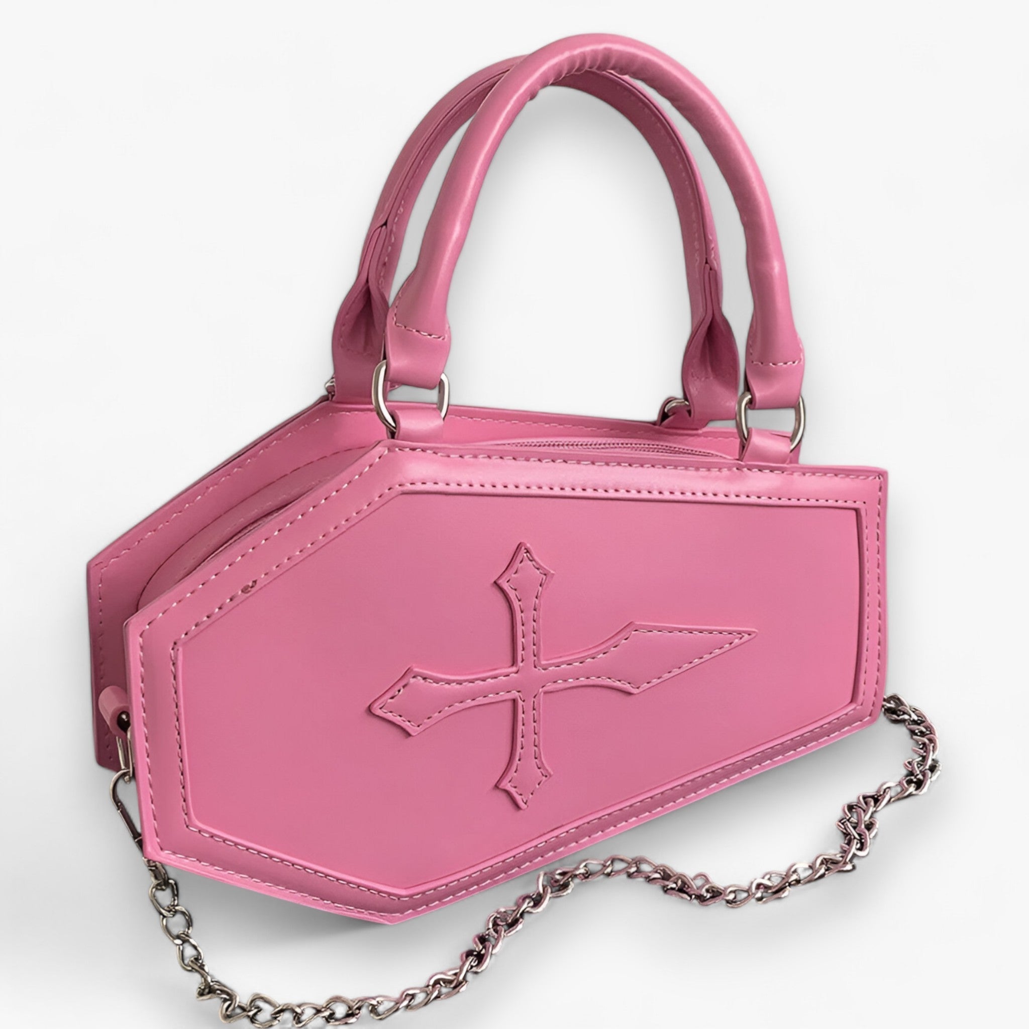 Kistekæde-håndtaske – rummelig og elegant til Halloween-cosplay - Lyserød 24.5cmx6cmx15cm - Kistekæde-håndtaske – rummelig og elegant til Halloween-cosplay - €25 - {{ product_tags }