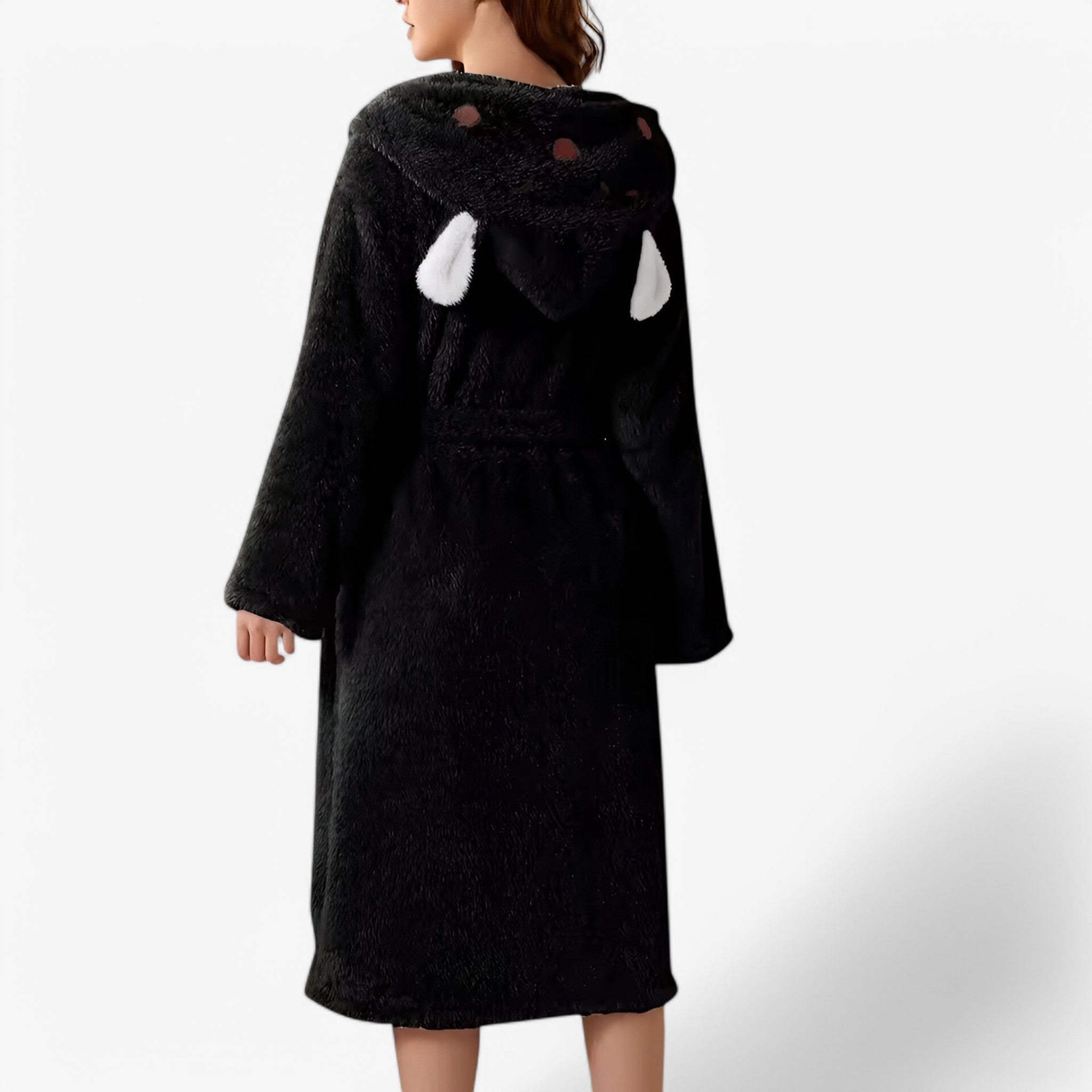 Luna | Søde Kaninøre Flannel Badekåbe - Sort - women's fashion - {{ product_tags }