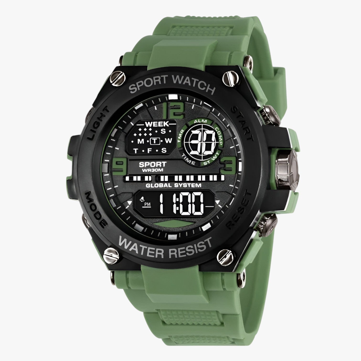 Kevin | Vandafvisende sportur med stødbeskyttelse - Grøn - watches - {{ product_tags }